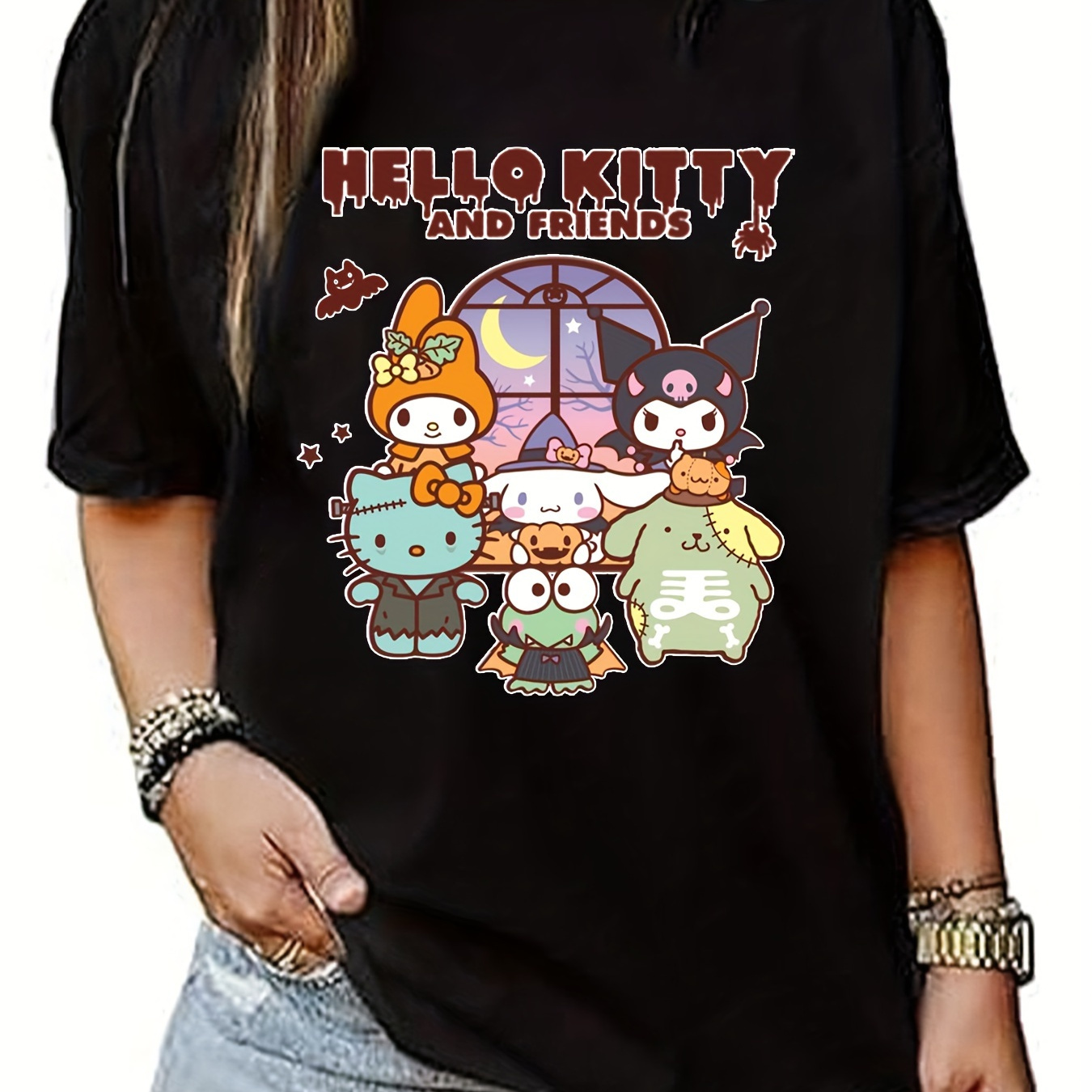 

[sanrio Authorized] Sanrio T-shirt Sanrio Cartoon Short Sleeve For Everyday & Outdoors 220g