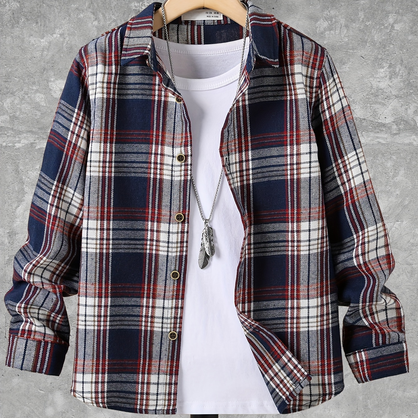 

Boys Classic Plaid Shirts Long Sleeve Button Down Tops Spring Fall Outwear Shirts Jacket Clothes