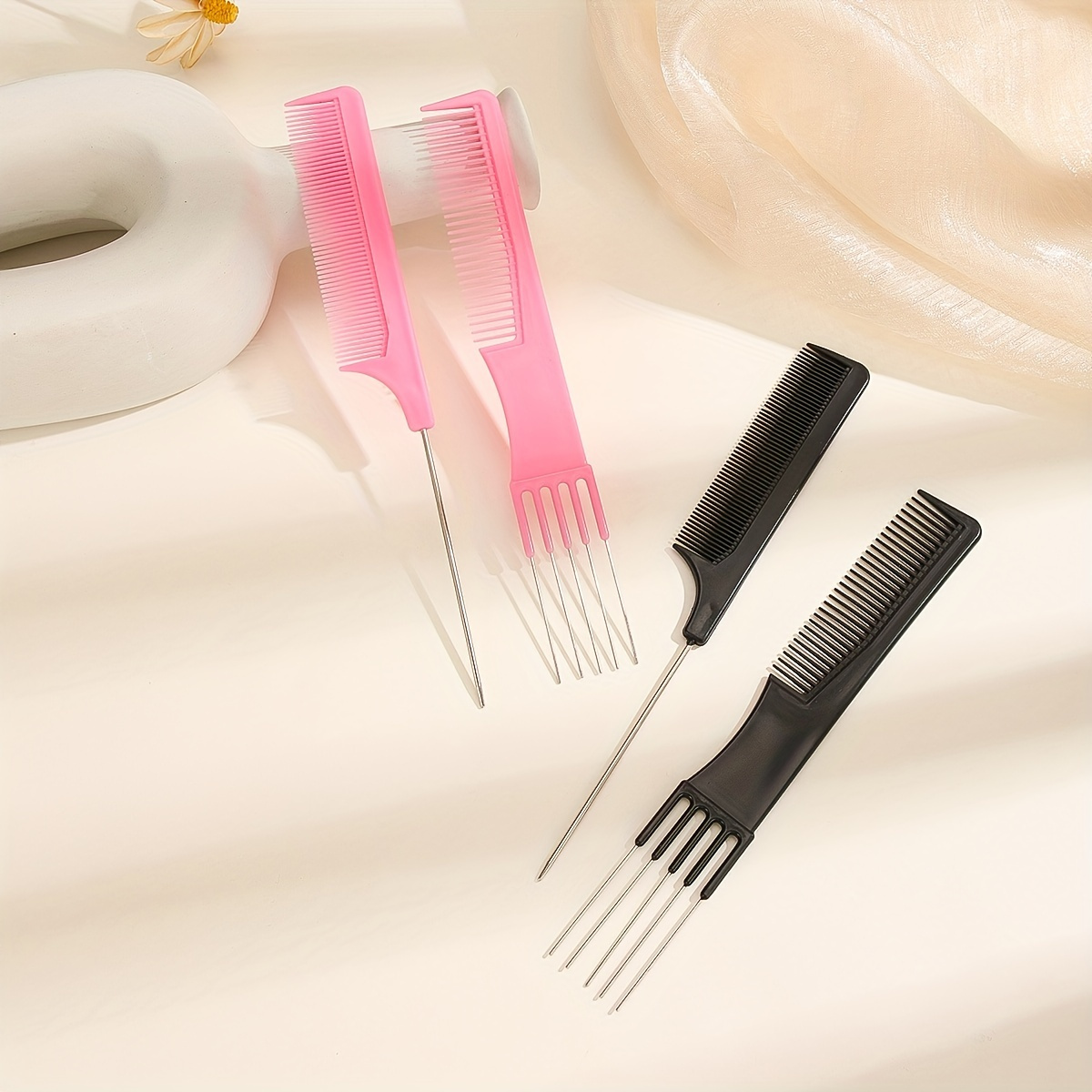 Double Fist Hair Pick Large And Small Plastic Afro Comb For - Temu