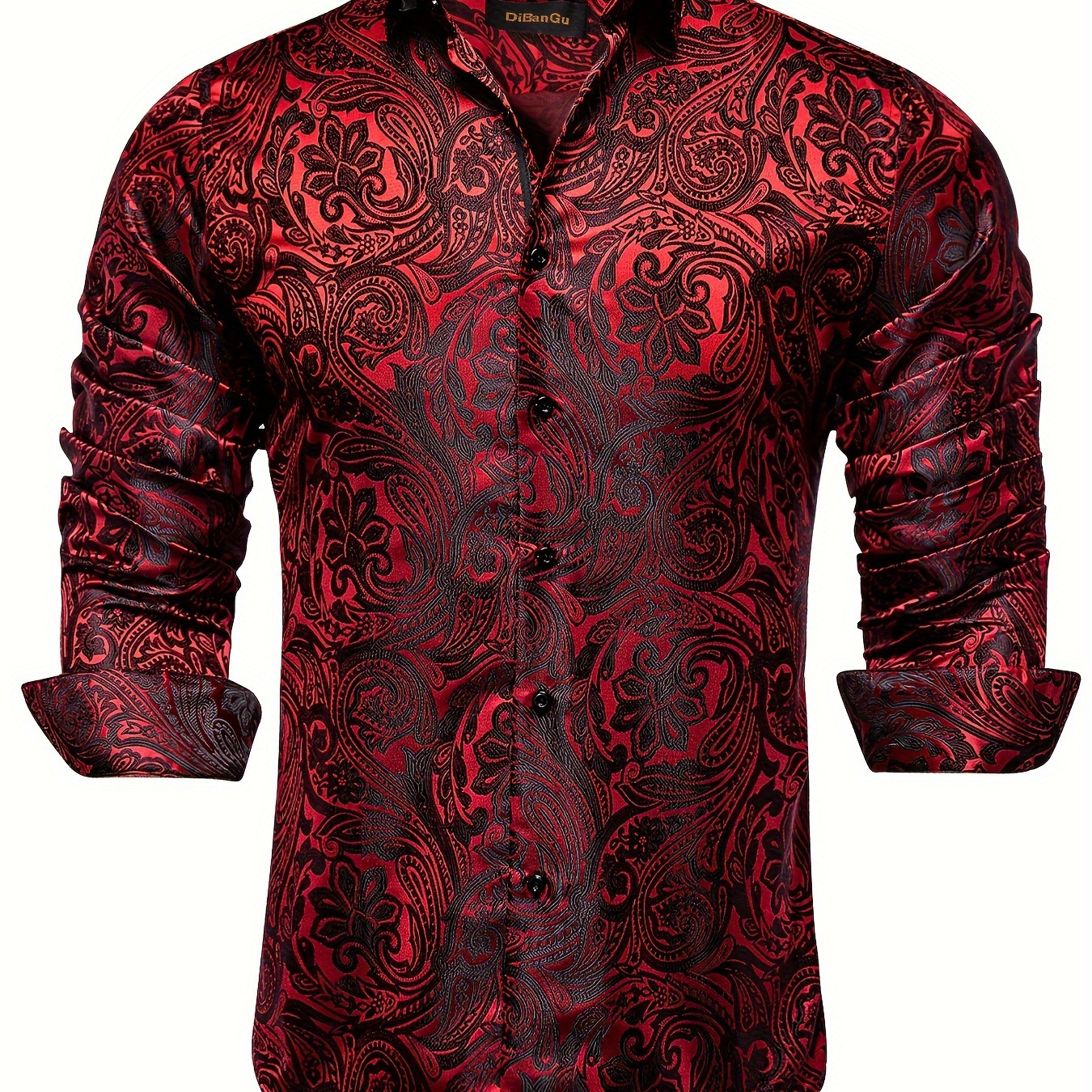 

Men's Jacquard Long Sleeve Button Up Lapel Dress Shirt For Wedding Party Banquet , All