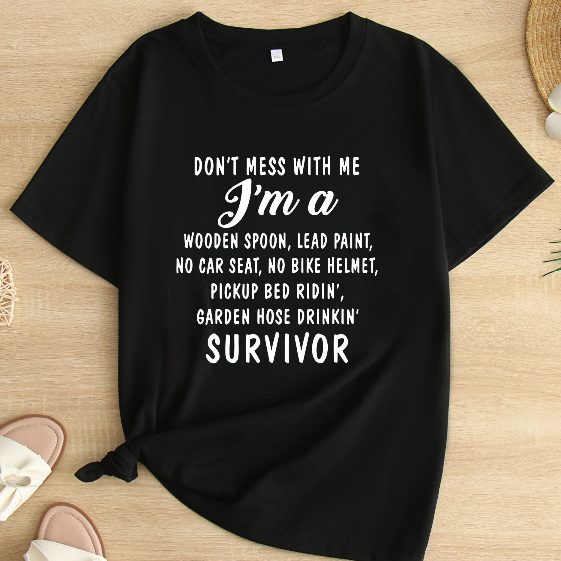 

Plus Size Letter Neck T-shirt, Casual Short Sleeve T-shirt For , Women's Plus Size Clothing