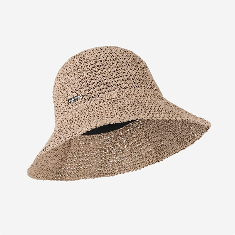 Iron Label Decor Bucket Hat Solid Color Elegant Breathable - Temu Canada