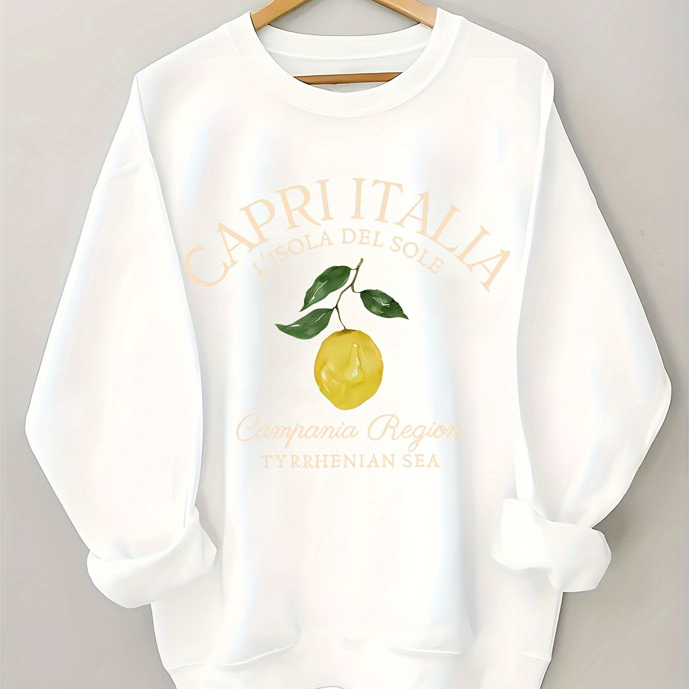 

Lemon Print Sweatshirt, Crew Neck Casual Sweatshirt For Winter & Fall, Women's Clothing