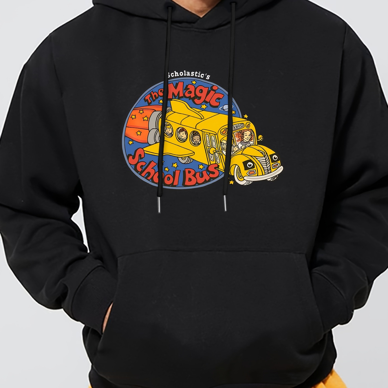 

Men's Casual Fleece-lined Hoodie With Geometric Print - Long Sleeve, Kangaroo Pocket Pullover For Fall/winter