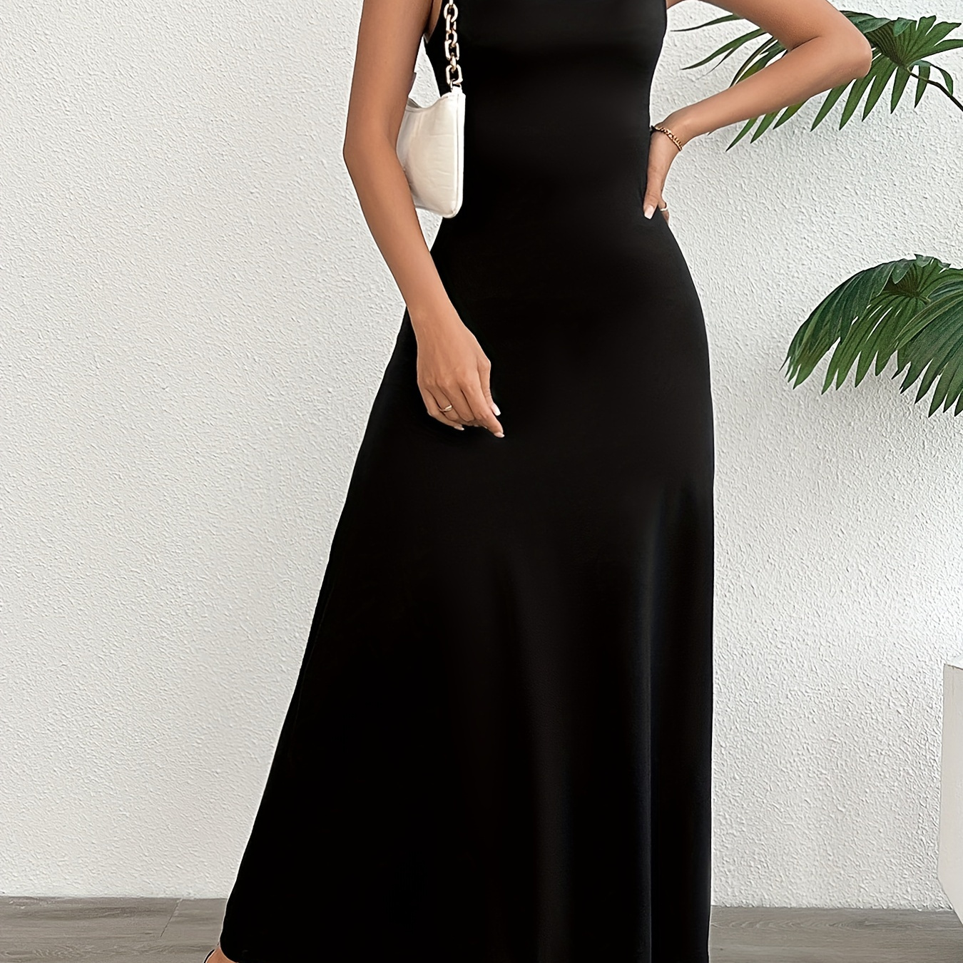 

Square Neck A-line Cami Dress, Elegant Sleeveless Dress For Spring & Summer, Women's Clothing