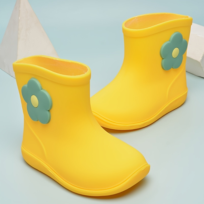 Girls Boys Rain Boots With Flower Decor Waterproof Non Slip Rain Shoes ...