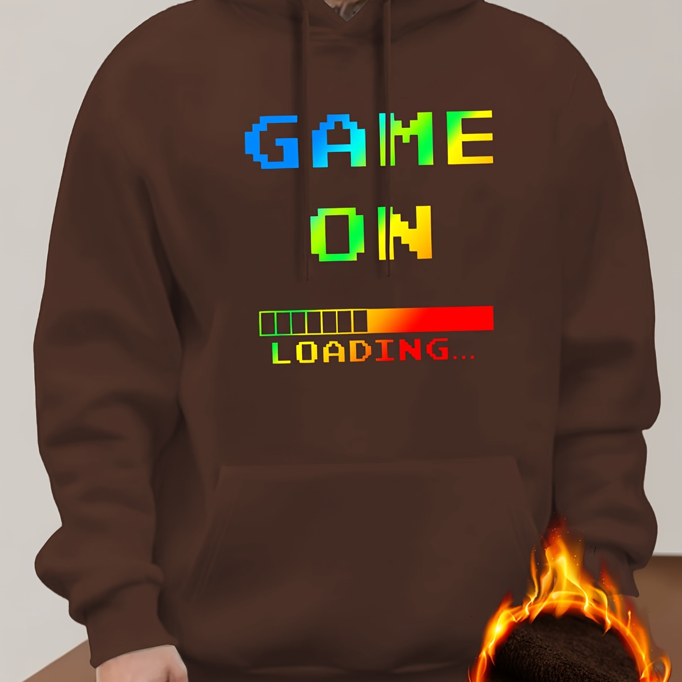 

Game On Loading Print Hoodie, Cool Hoodies For Men, Men's Casual Graphic Design Pullover Hooded Sweatshirt With Kangaroo Pocket Streetwear For Winter Fall, As Gifts
