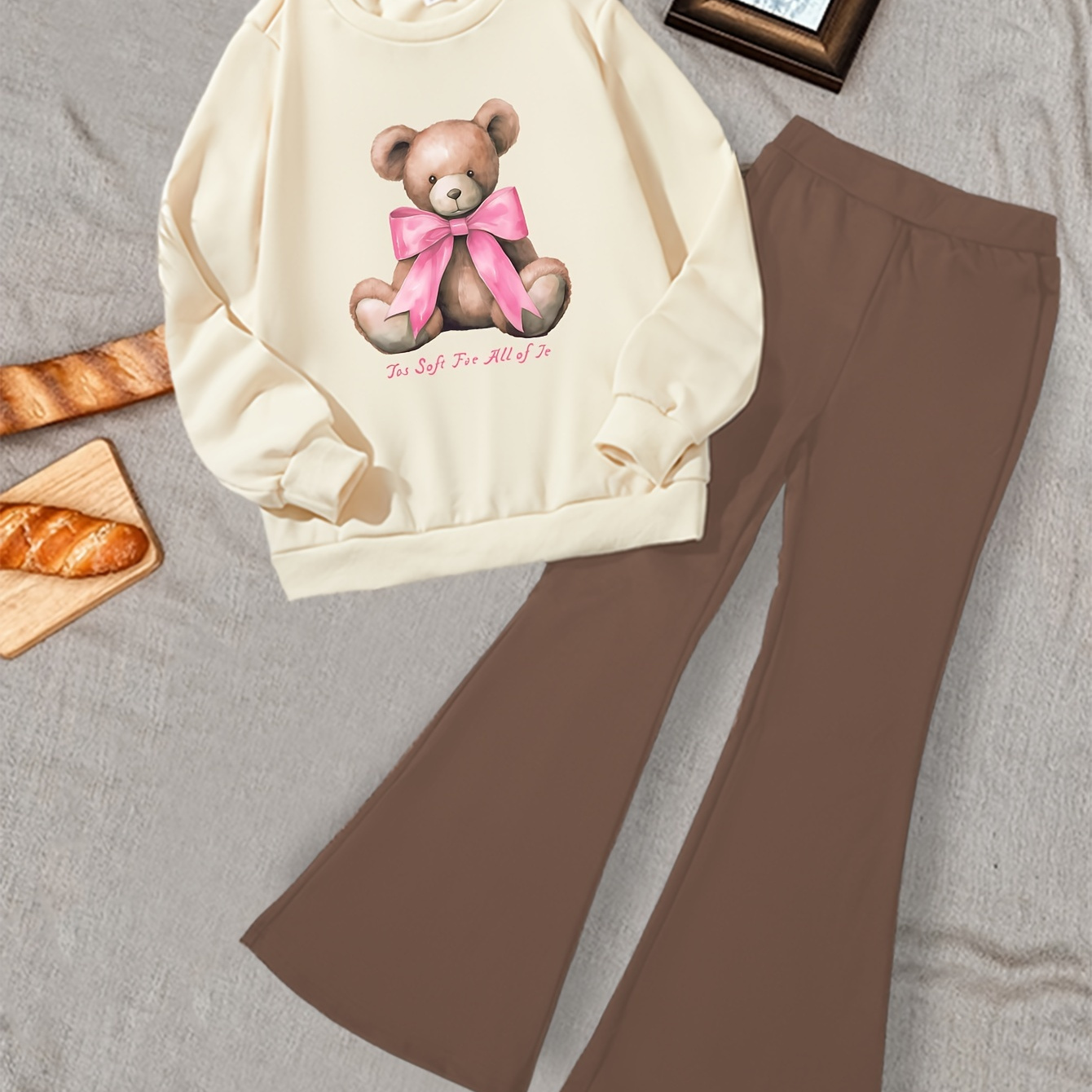 

' Set, Bear Bow , 2- Outfit, Sweatshirt And Pants, Knitted , , , / , For