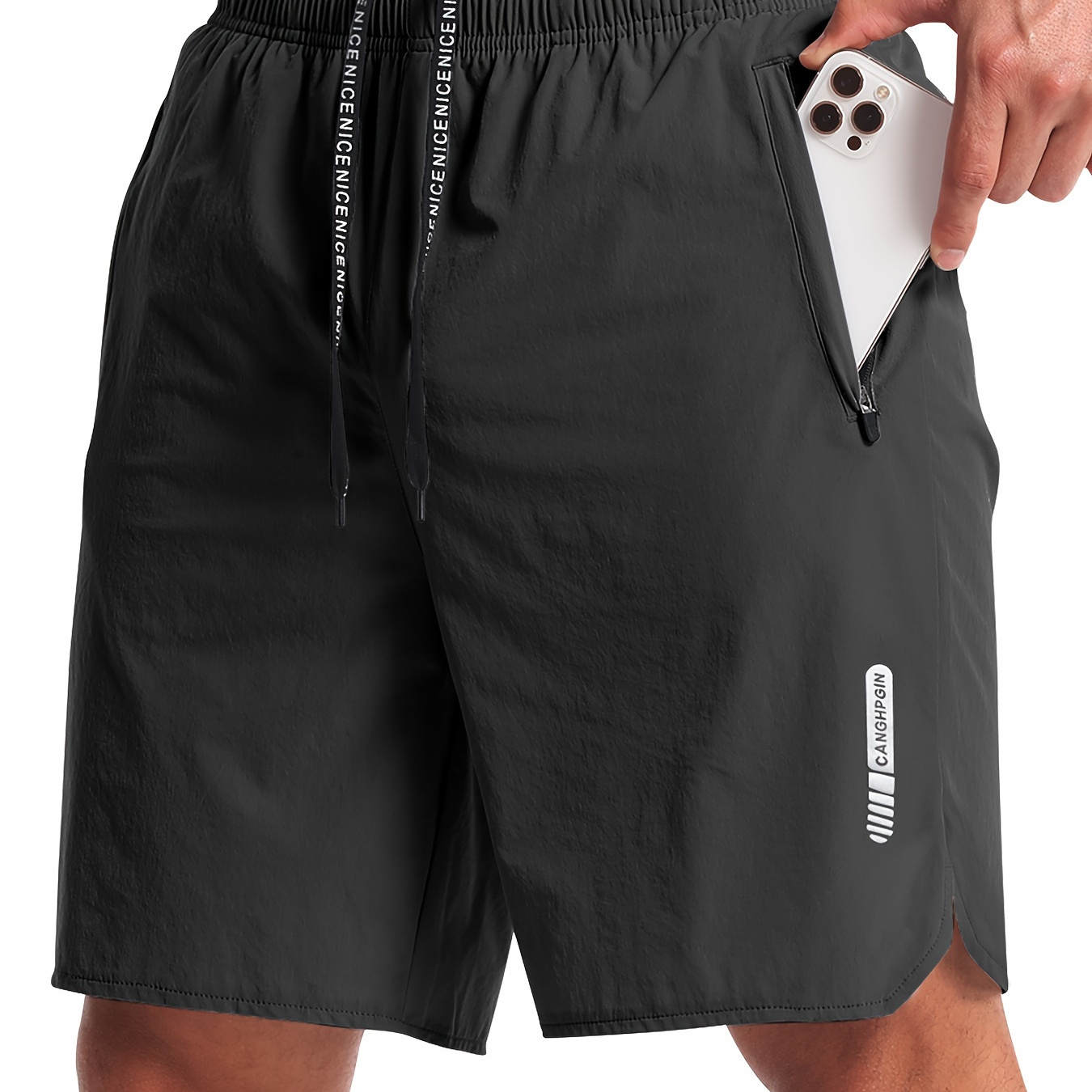 

Solid Casual Men's Workout Drawstring Shorts, Men's Quick Dry Lightweight Running Hiking Shorts, Summer Outdoor