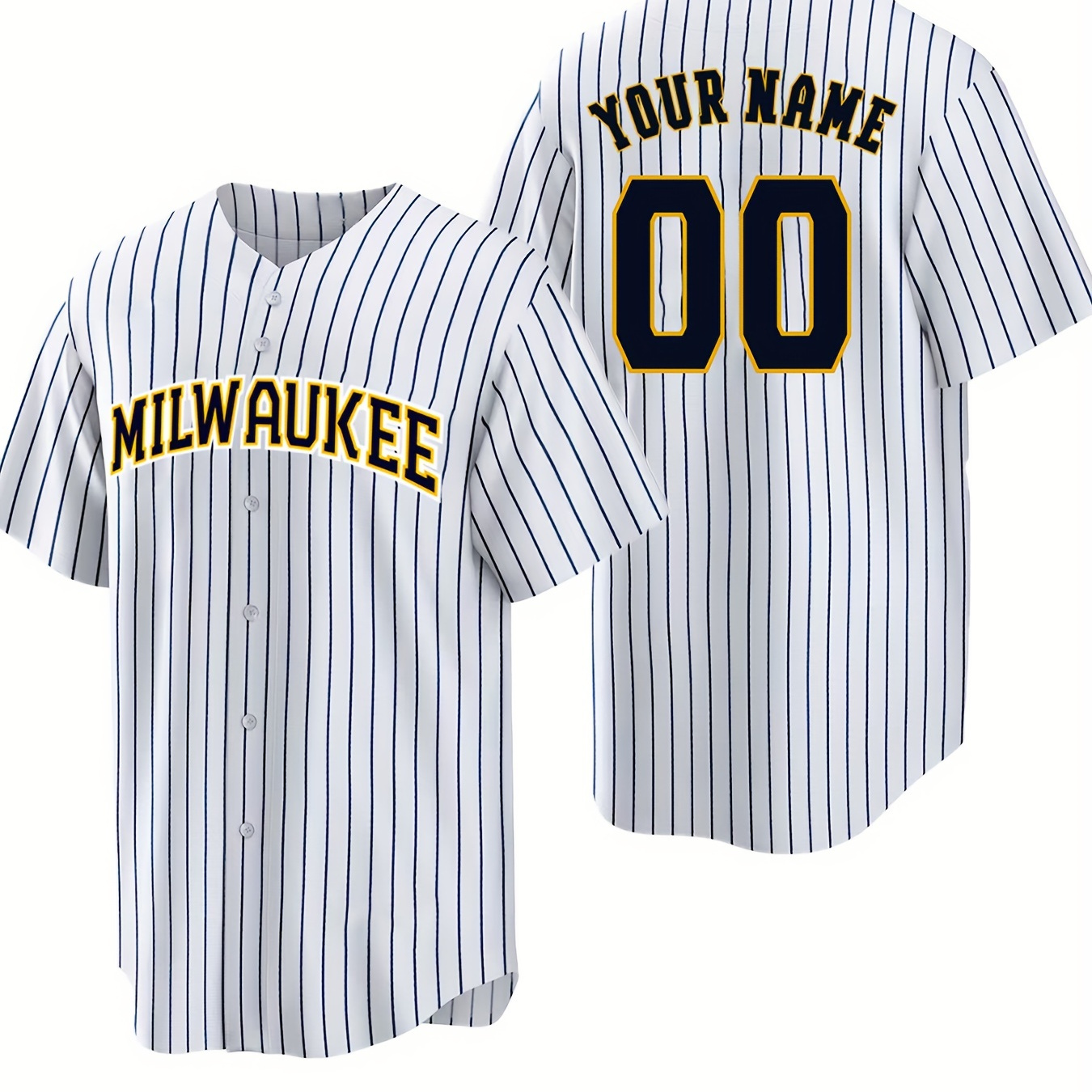 

Men's Striped Baseball Jersey With Customized Name And Number Embroidery, Comfy Top For Summer Sport