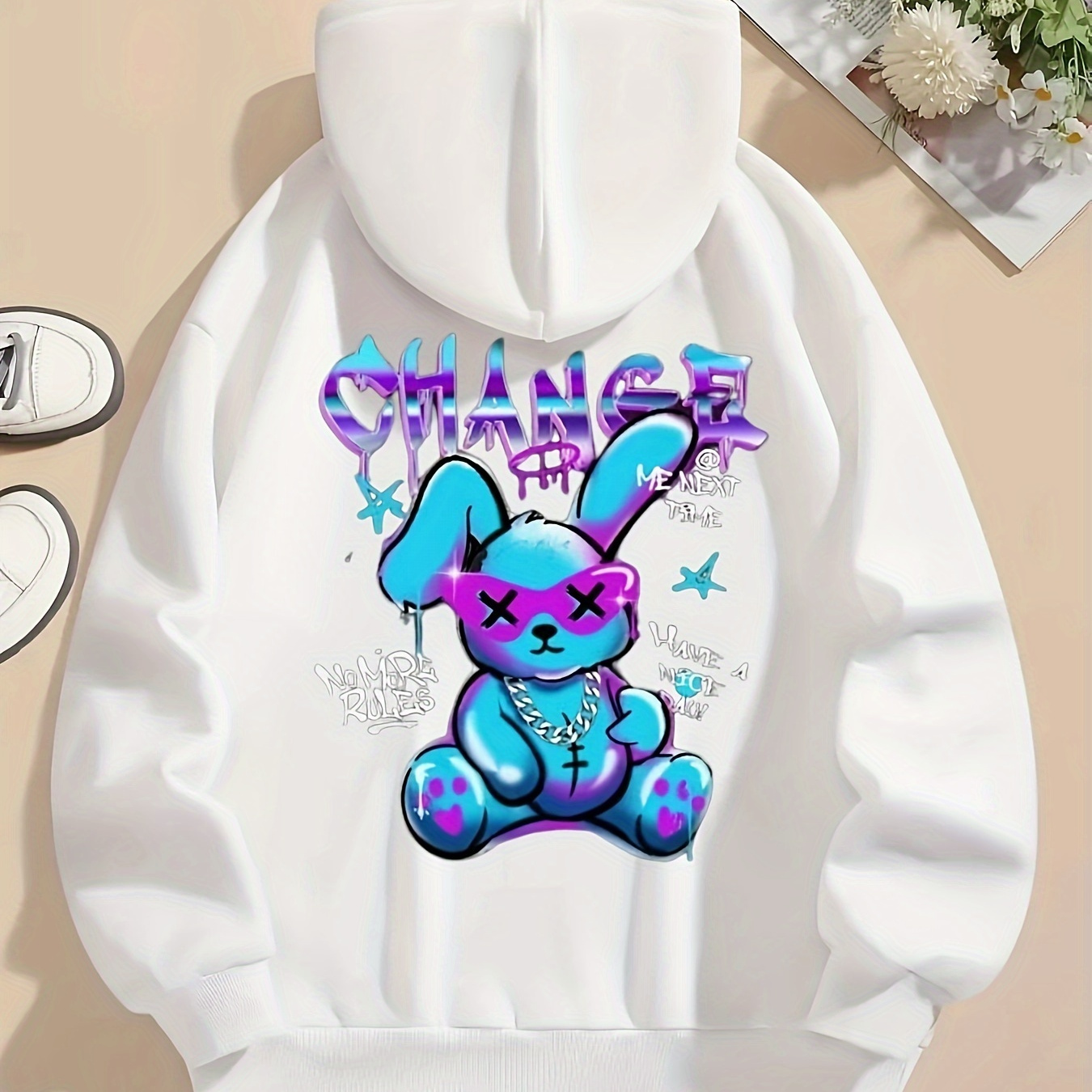 

Graphic Print Hoodie, Drawstring Casual Hooded Sweatshirt For Winter & Fall, Women's Clothing