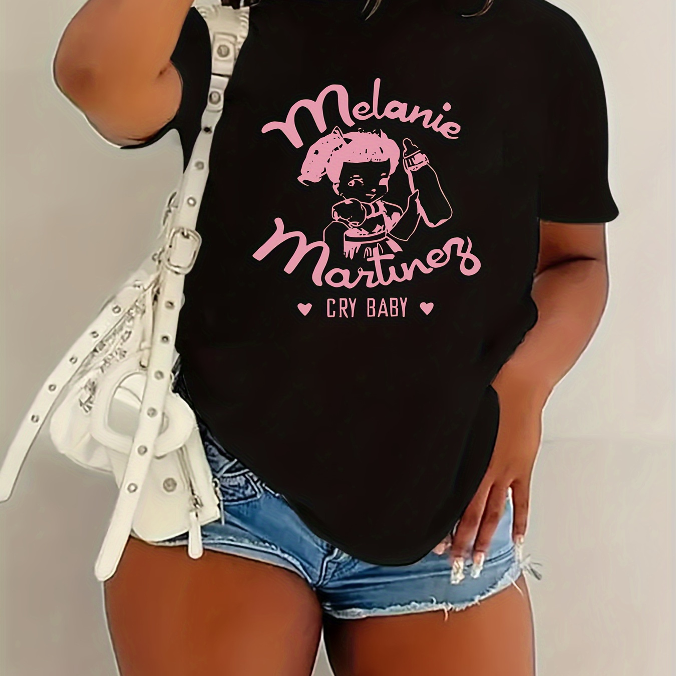 

Plus Size Print T-shirt, Casual Short Sleeve Crew Neck Top For Spring & Summer, Women's Plus Size Clothing