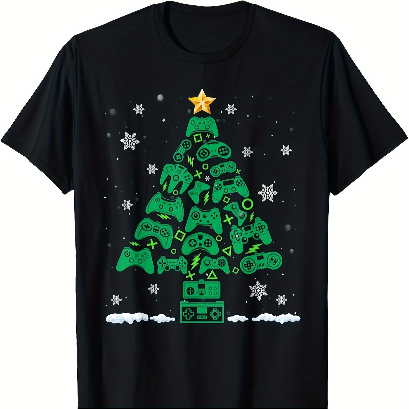 

Gamer Controllers Christmas Tree Funny Game Boys Men T-shirt