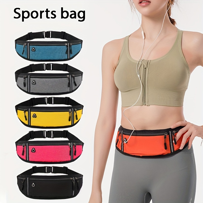 

Sports Canvas Belt Bag, Reflective Running Waist Bag, Lightweight Invisible Phone Purse With Earphone Hole Bum Bag Fanny Pack