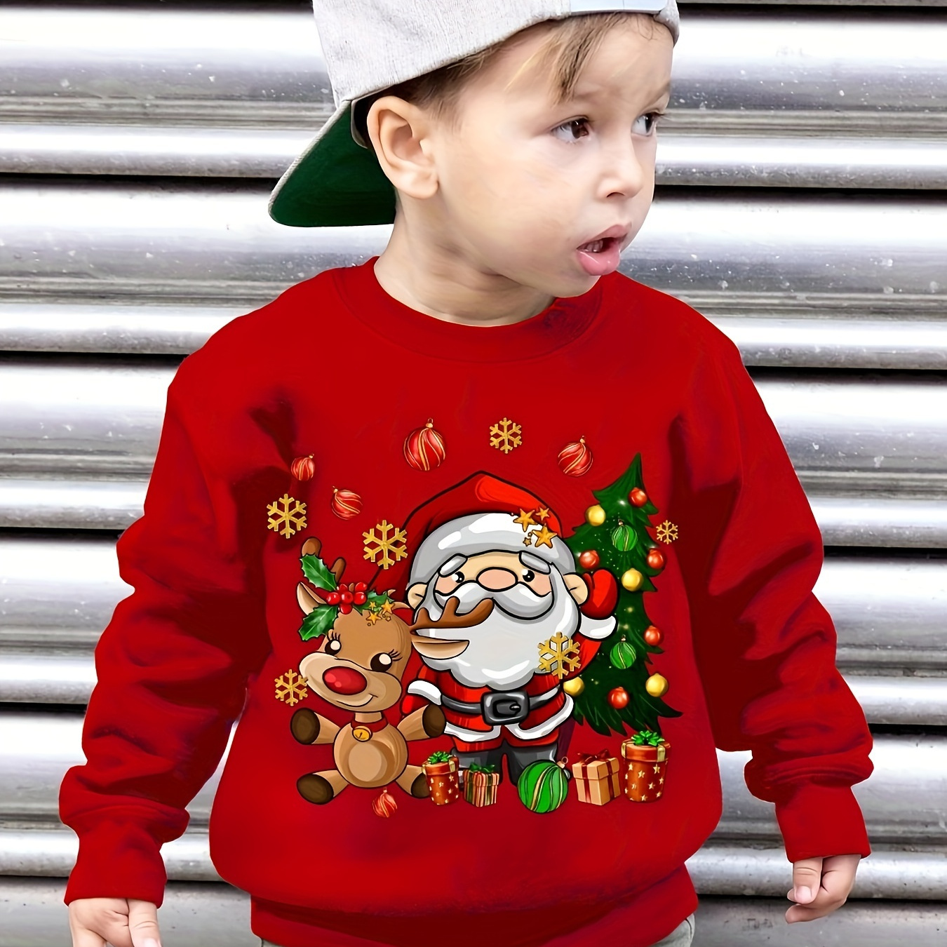 

[top-] Milkyship Boys' Fleece-lined Christmas Sweatshirt & - Long Sleeve For Fall/