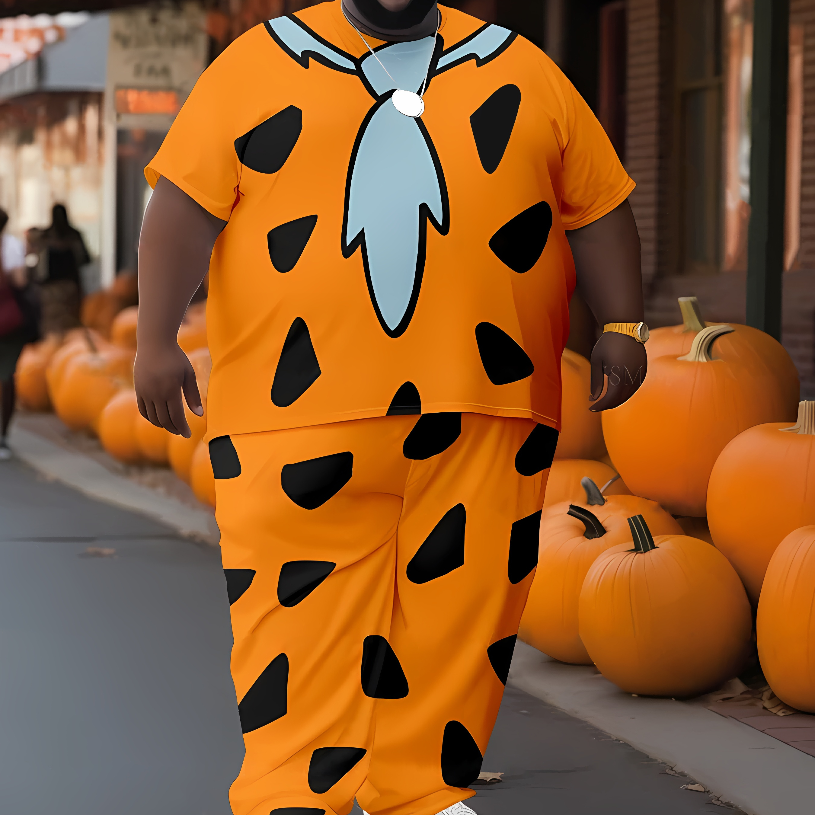 

Plus Size "" Man And Long Pants Set, Outfit, Unisex All- , , Round , For , Parties, Dates, Commuting, For , ,