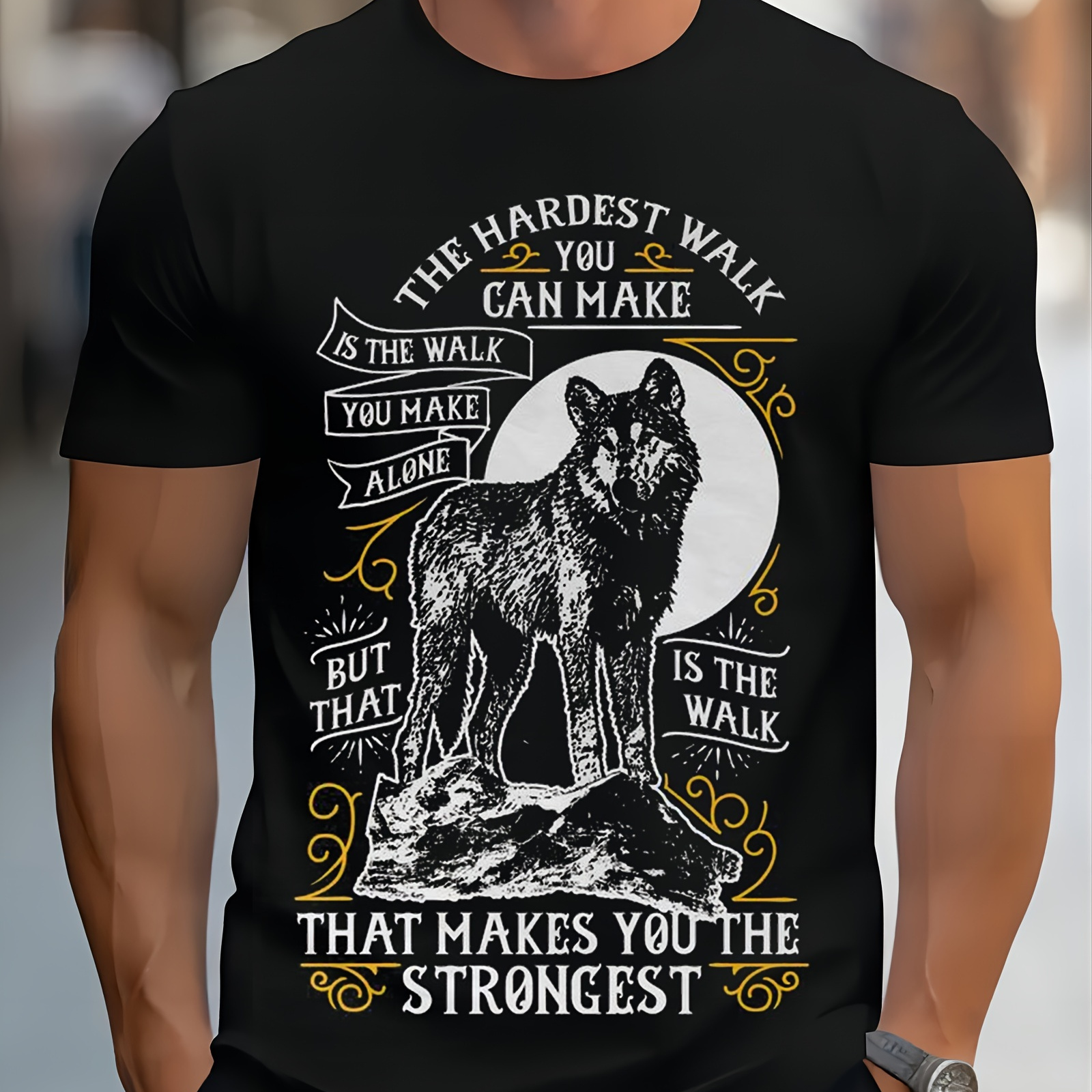 

Soft 100% Cotton, Comfortable Short Sleeves, Unique Wolf Print, Men's Summer Casual Wear - Stylish And Comfortable