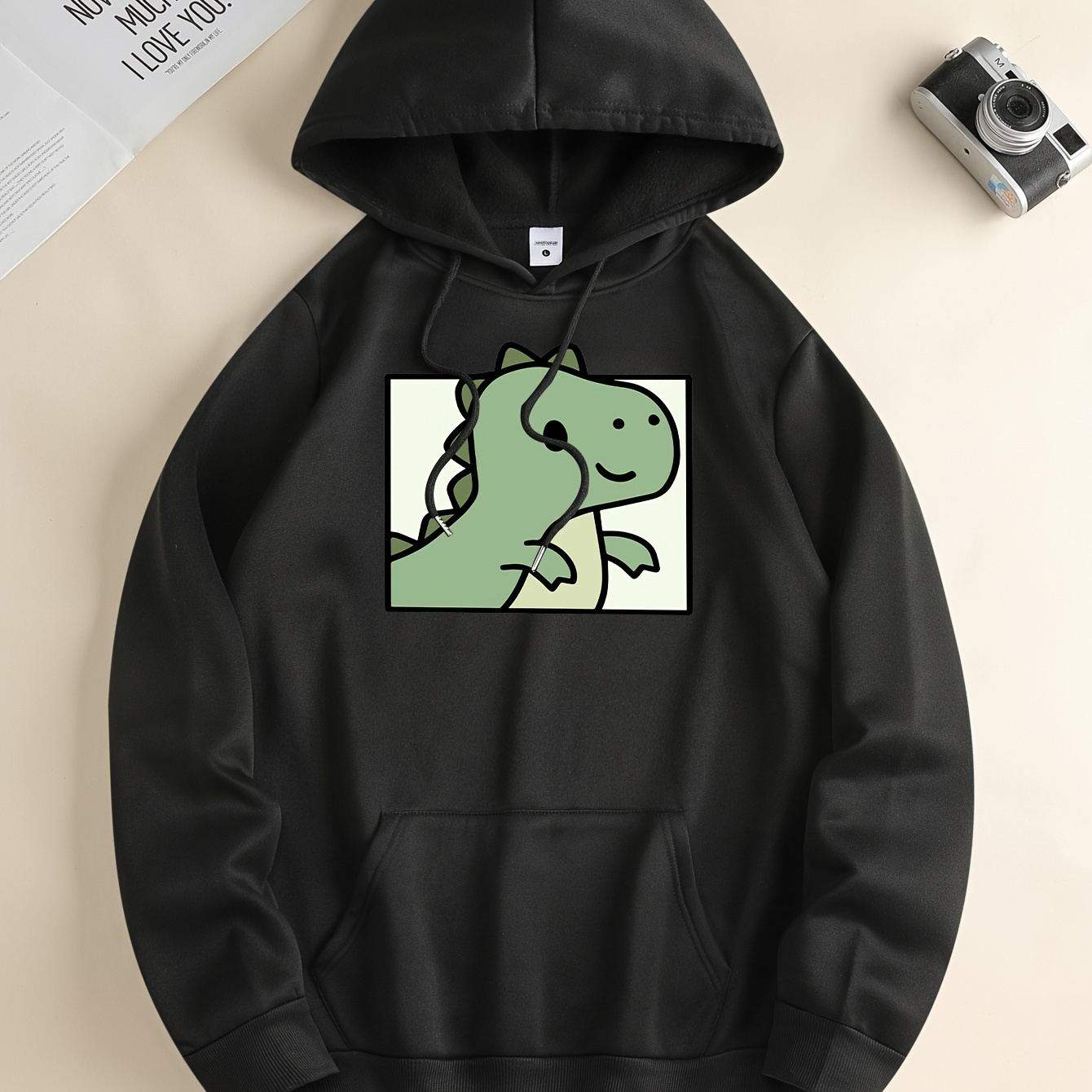 

Dinosaur Print Kangaroo Pocket Hoodie, Casual Long Sleeve Hoodies Sweatshirt, Men's Clothing, For Fall Winter