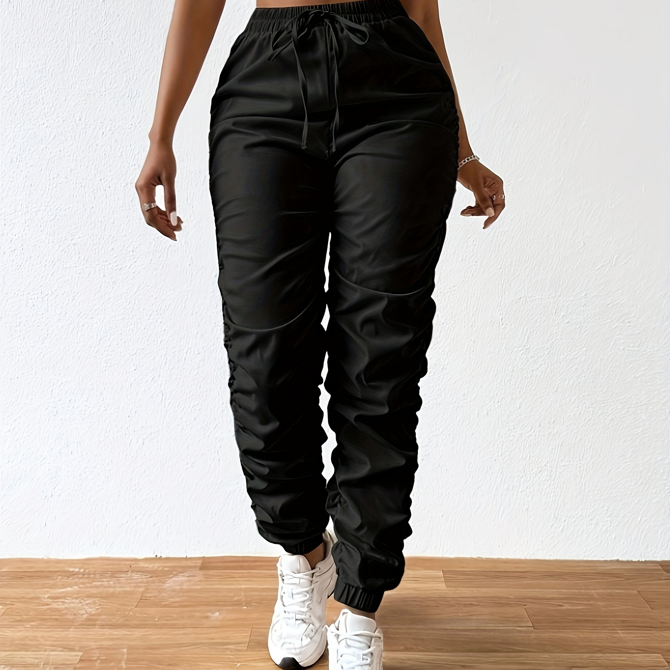 

Pantalon froncé à de serrage taille, pantalon décontracté , vêtements femmes