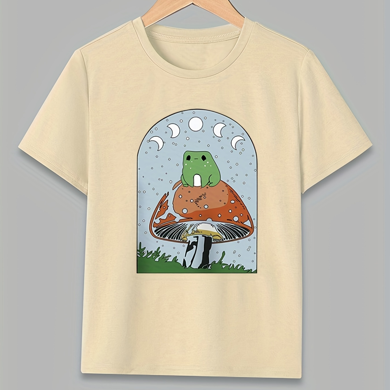 

Boys Casual T-shirt, Lightweight Comfy Short Sleeve Tops, Mushroom Graphic Tees For Unisex Toddlers Summer, Kids Clothings