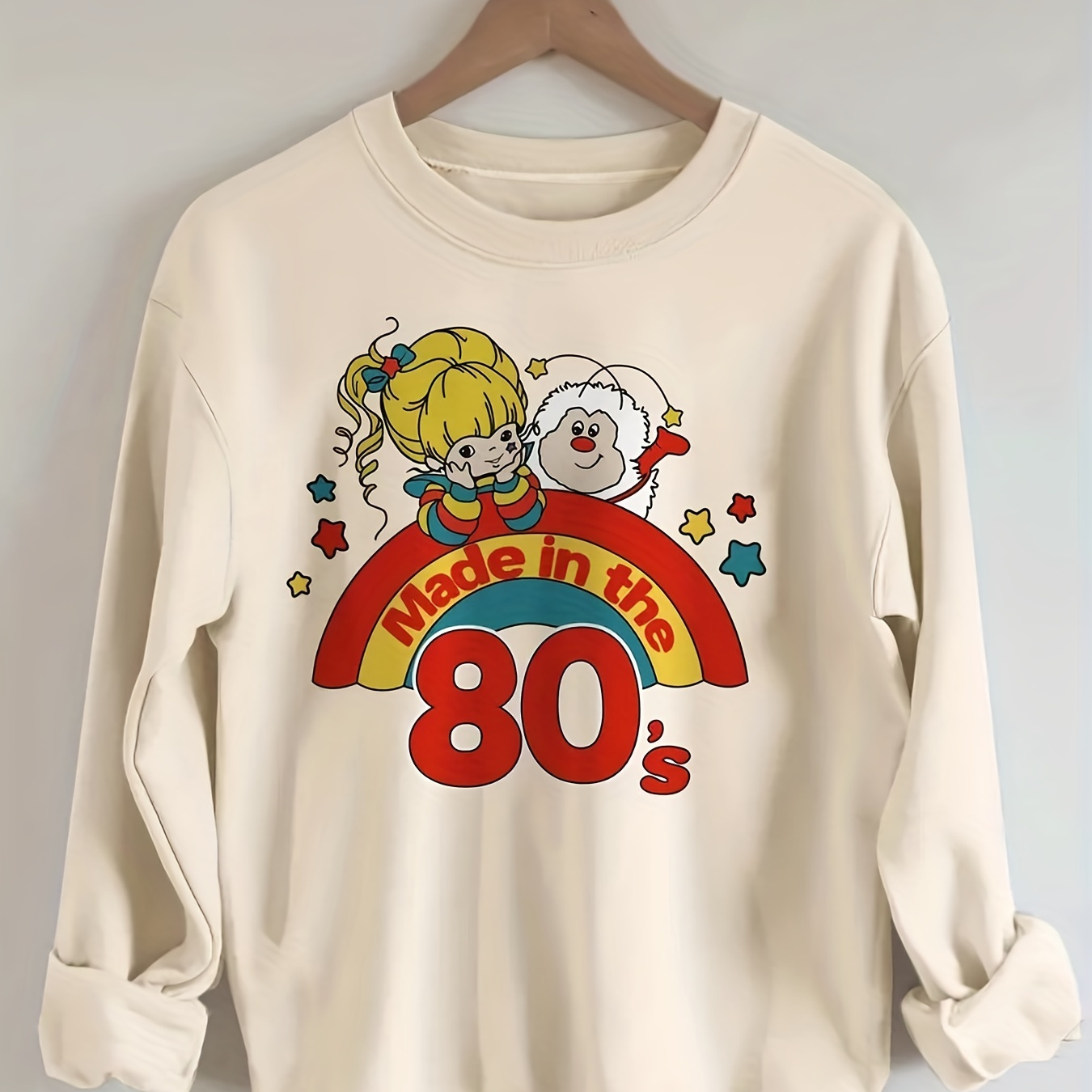 

Made In The 80s Cartoon Print Sweatshirt, Long Sleeve Crew Neck Casual Sweatshirt For Spring & Fall, Women's Clothing