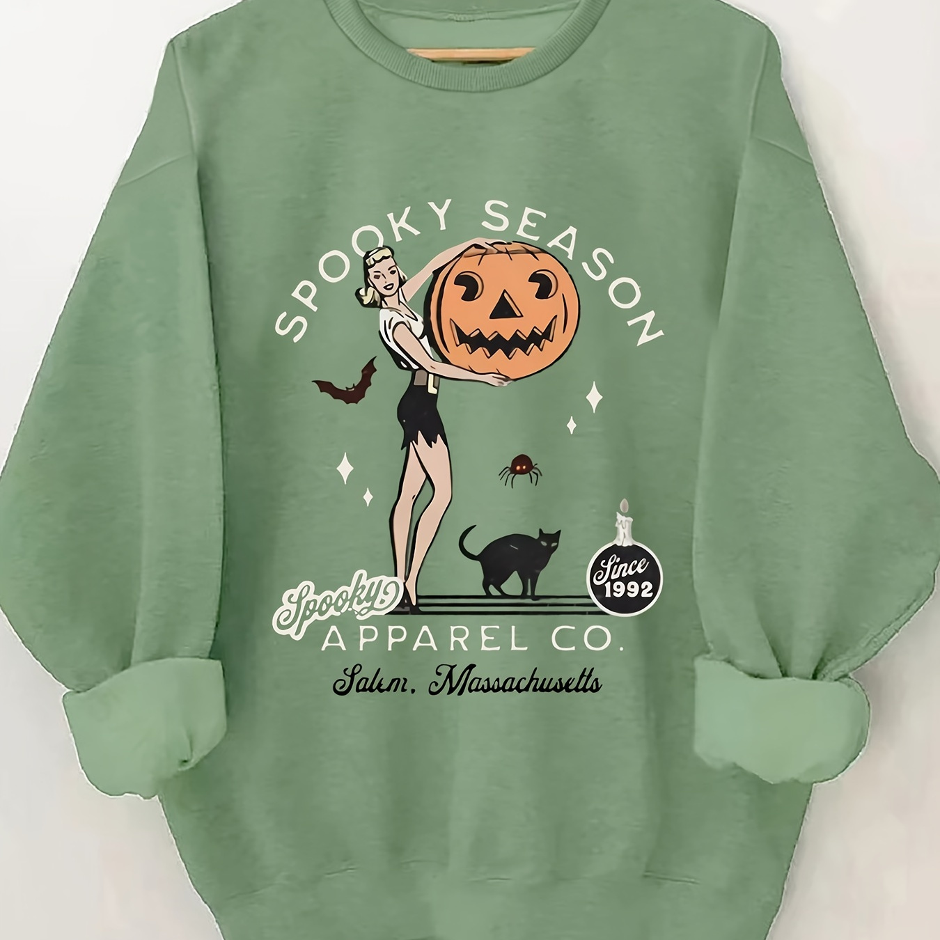 

Print Sweatshirt, Crew Neck Casual Sweatshirt For Fall & Spring, Women's Clothing