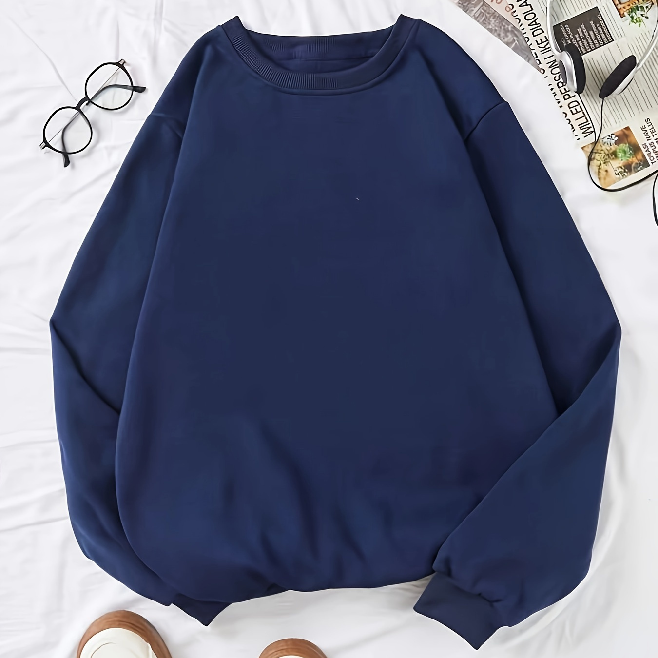 

Women's Casual And Fashionable Sports Sweatshirt, Suitable For Autumn And Winter, Comfortable And Soft, Solid Color, With Plush