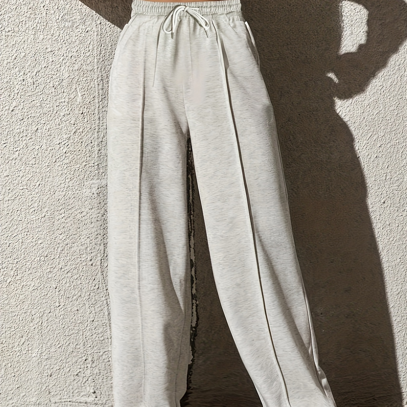 

Solid Color Drawstring Waist Wide Leg Pants, Casual & Versatile High Waist Pants For Spring & Summer, Women's Clothing