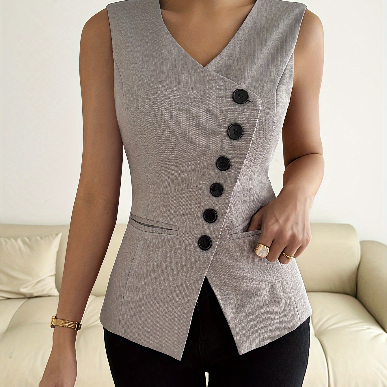 

Women's Polyester Casual Jacket With Zipper Front, All-season Wear, Polyester Fabric, No Stretch, No Print, Elegant Design