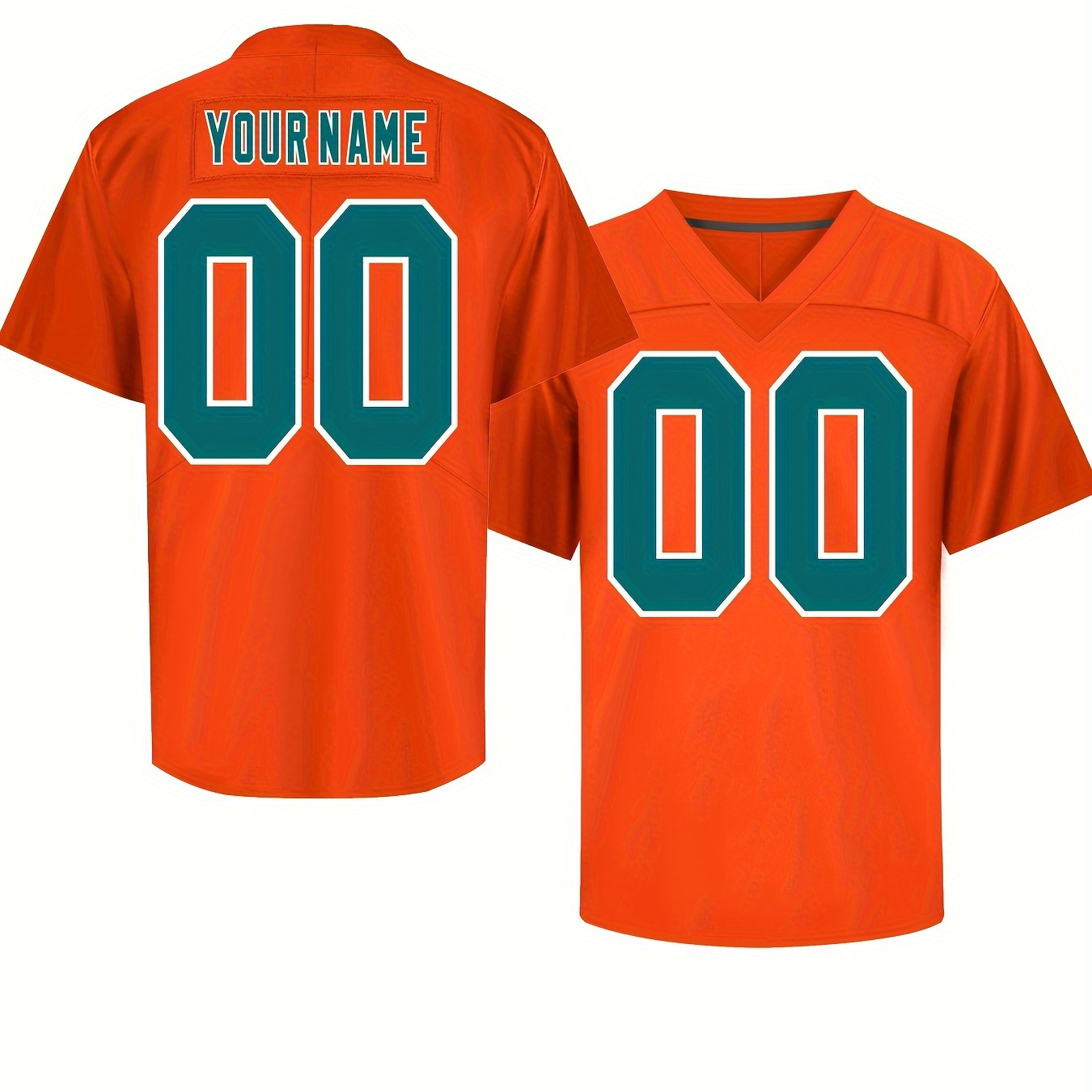 

Customized Name And Number Design, Men's Short Sleeve Loose V-neck Embroidery Personalized American Football Jersey, Outdoor Rugby Jersey For Team Training