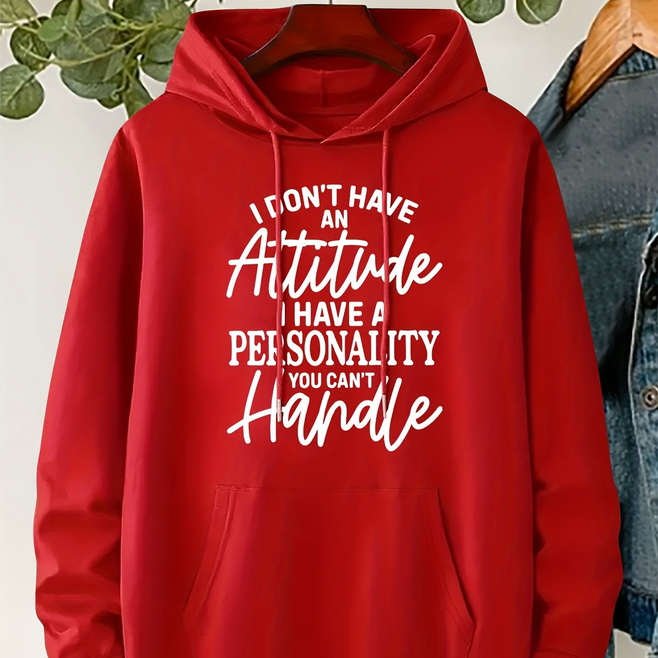 

Plus Size Letter Graphic Drawstring Hoodie, Casual Long Sleeve Sweatshirt For Fall & Winter, Women's Plus Size Clothing