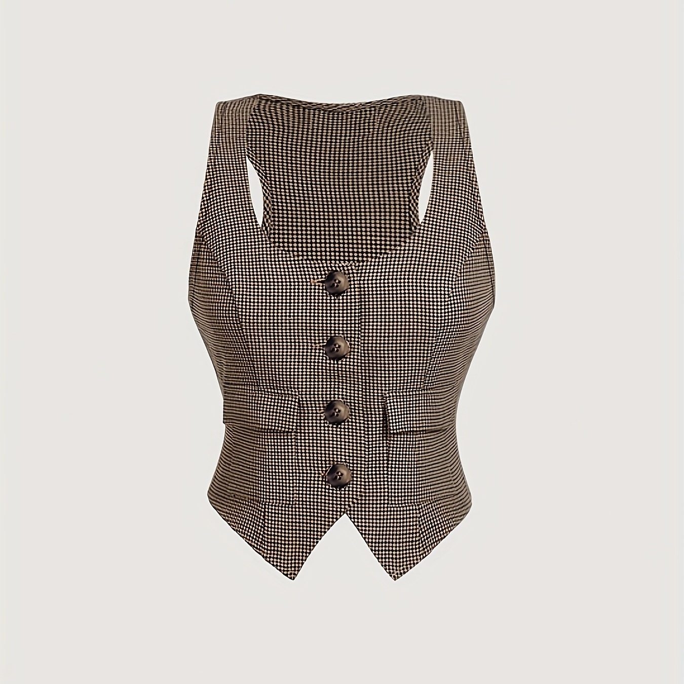 

Women's Elegant Sleeveless Blazer Vest, Polyester Knit Fabric, V-neck Collar, Top, 100% Polyester