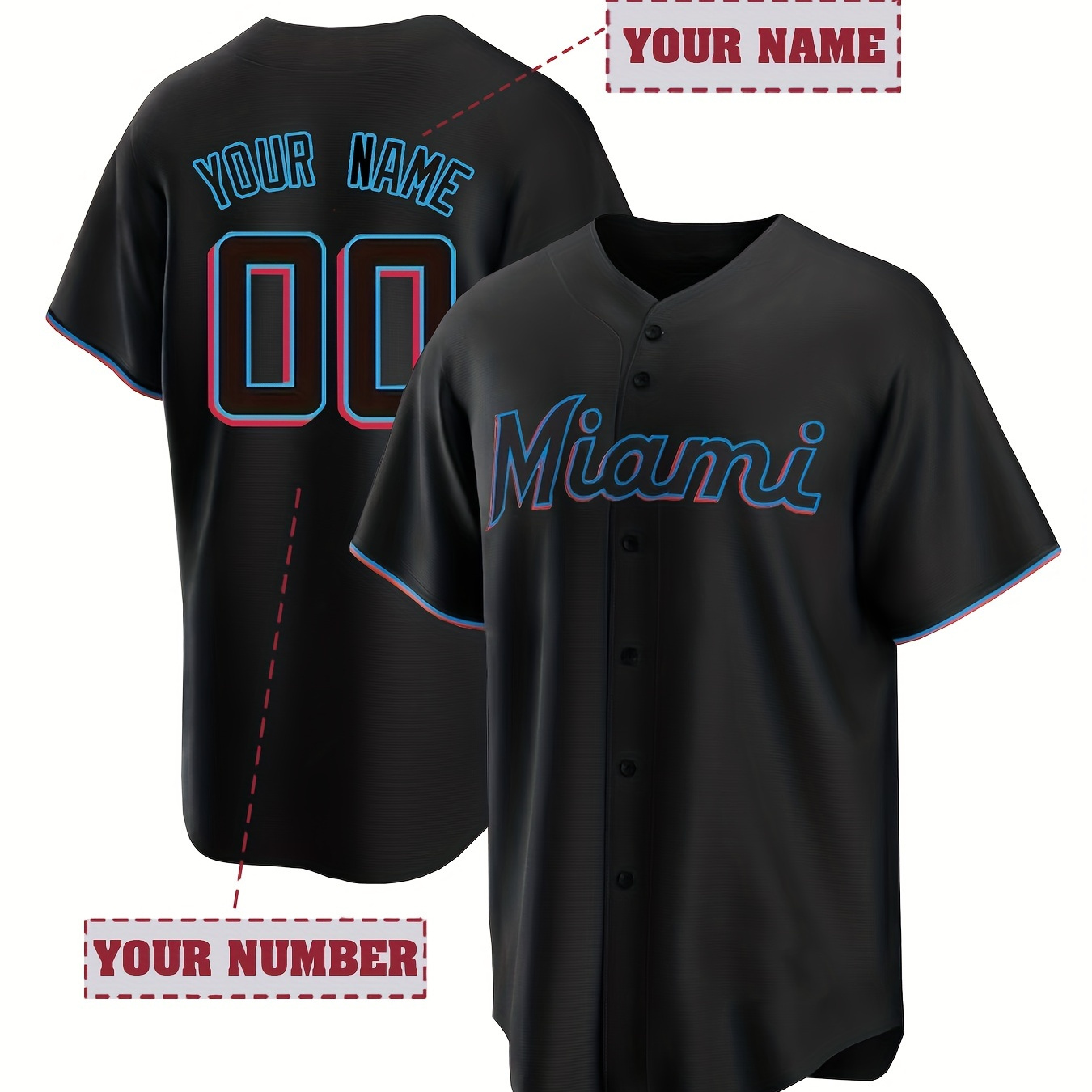 

Customized Men's V-neck Baseball Jersey With Personalized Name & Number, Short Sleeve Breathable Embroidery Sports Team Training Shirt