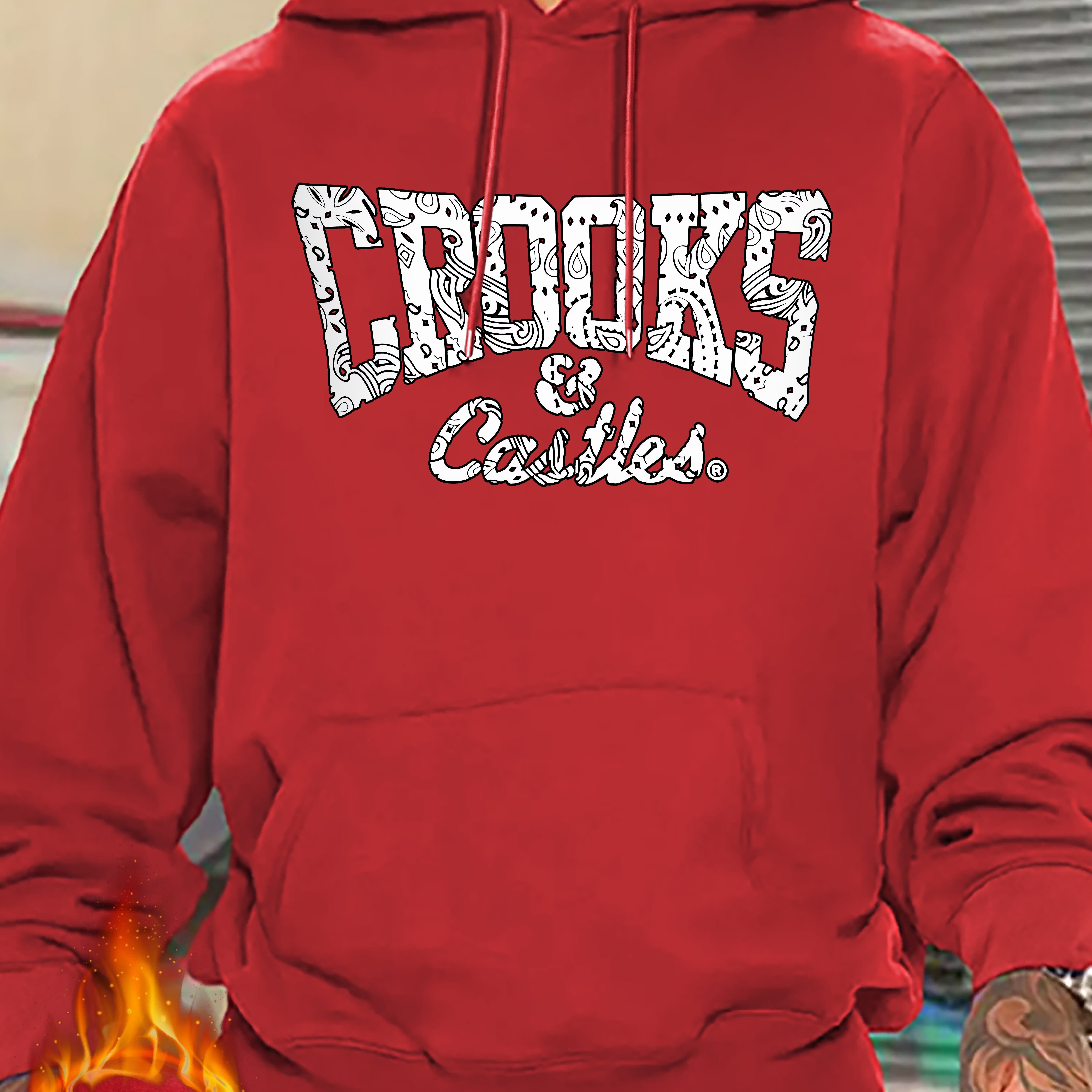 

Crooks Print Men's Trendy Hoodie, Kangaroo Pocket, Long Sleeves, Perfect For Outdoor Activities, Best Fall And Winter Option, Machine Washable