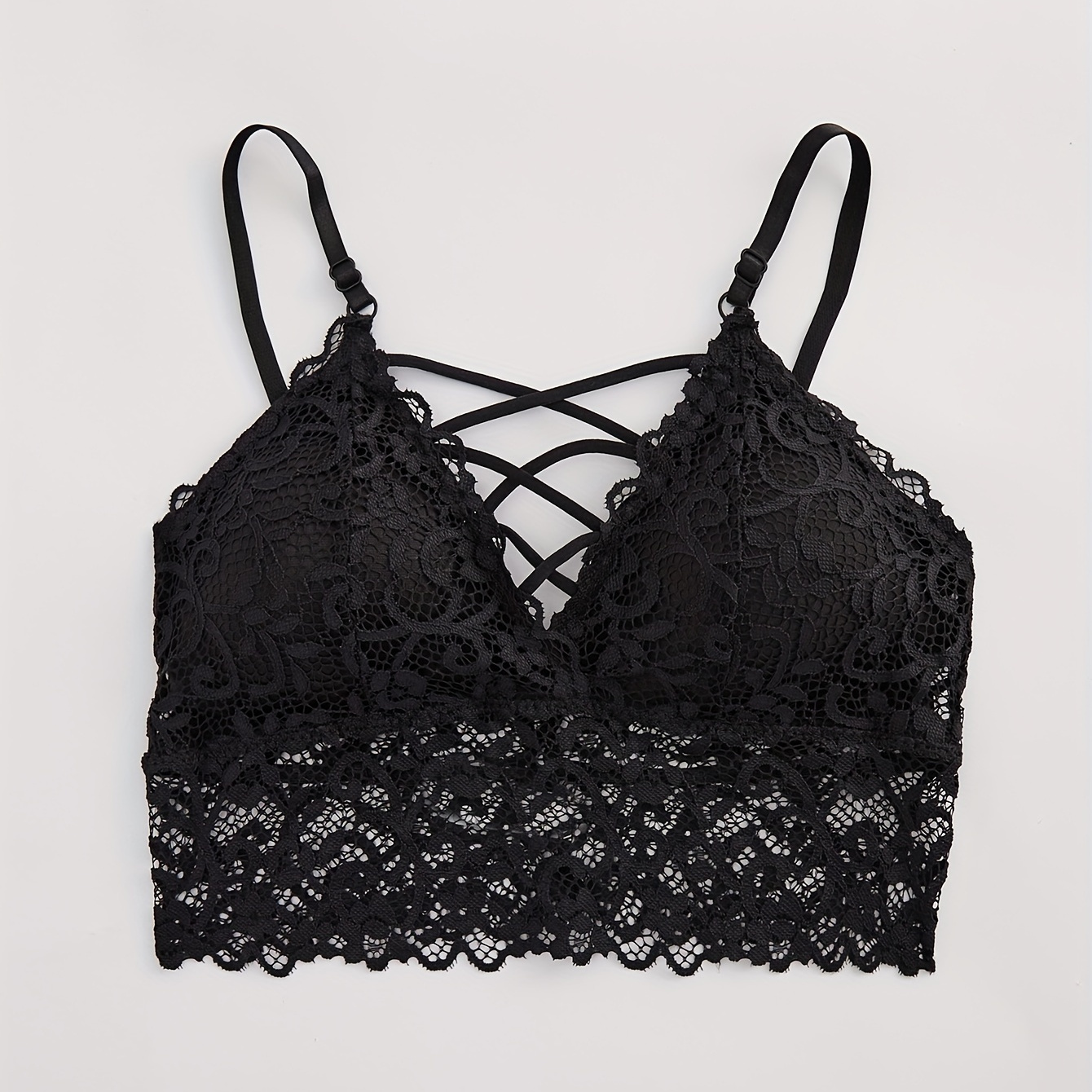 

French Style Triangle Cup Lace Bralette, Sexy Back Design, Layering Base , Black, Breathable Fabric
