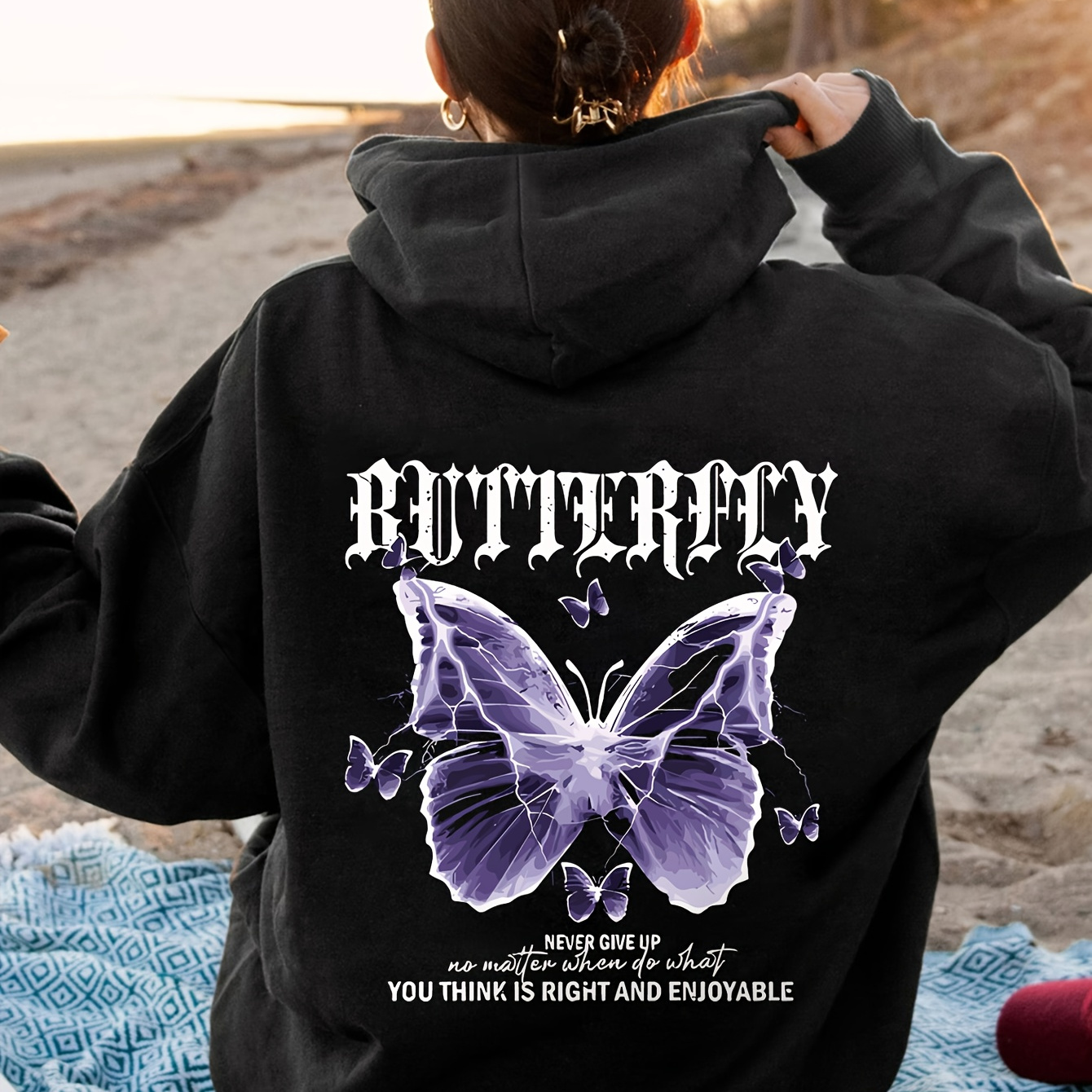 

Women' Casual Letter Double-sided Print Hoodie With Polyester Fiber, Knitted Fabric, , , No For Casual Wear