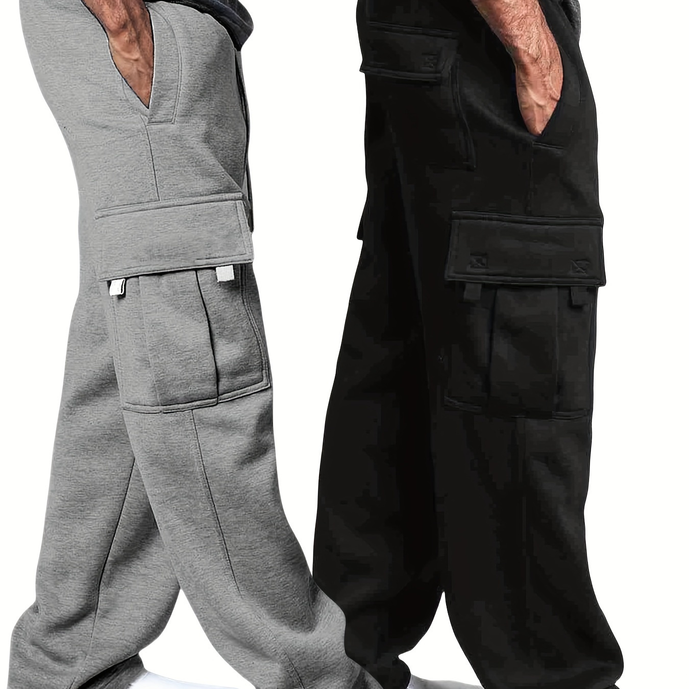 

2-pack Men's Loose Jogger Sweatpants With Multiple Pockets - Casual Outdoor Running Pants