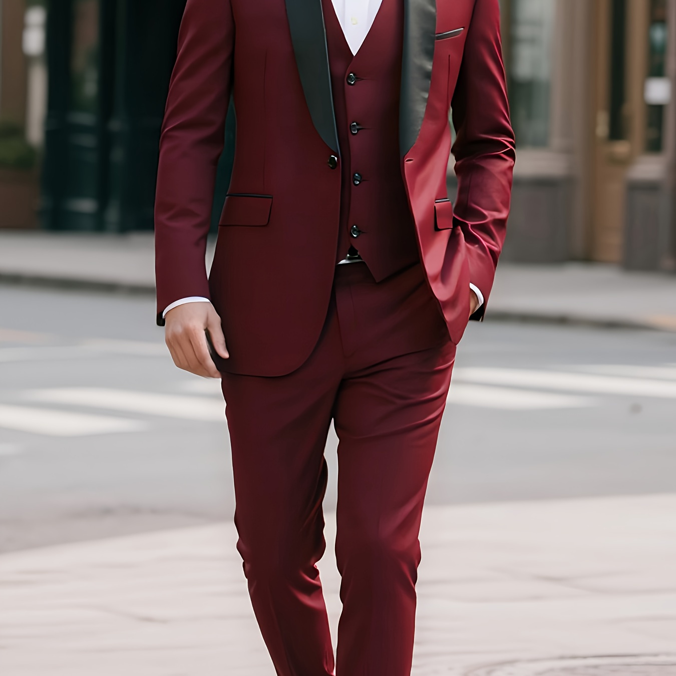 Costume 3 Pièces Pour Homme Avec Blazer Formel Et Gilet Pantalon à