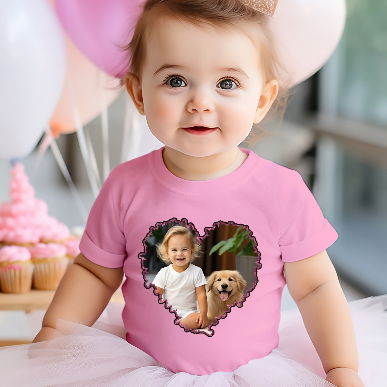 

Customized Baby's Cotton T-shirt, "......" Photo Customization Short-sleeve Tops For Infant & Toddler Boys Girls, As Gift