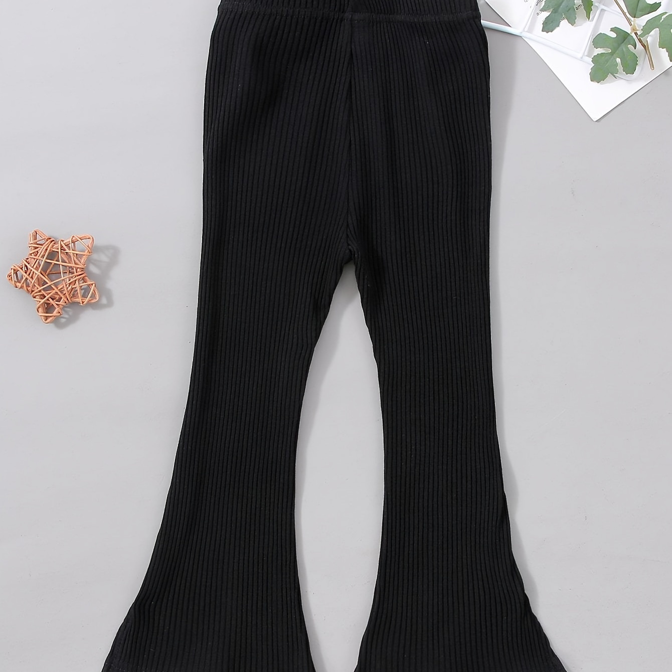 Girls Casual Flare Bell Bottom Pants Rib Knit Crop Length - Temu Philippines
