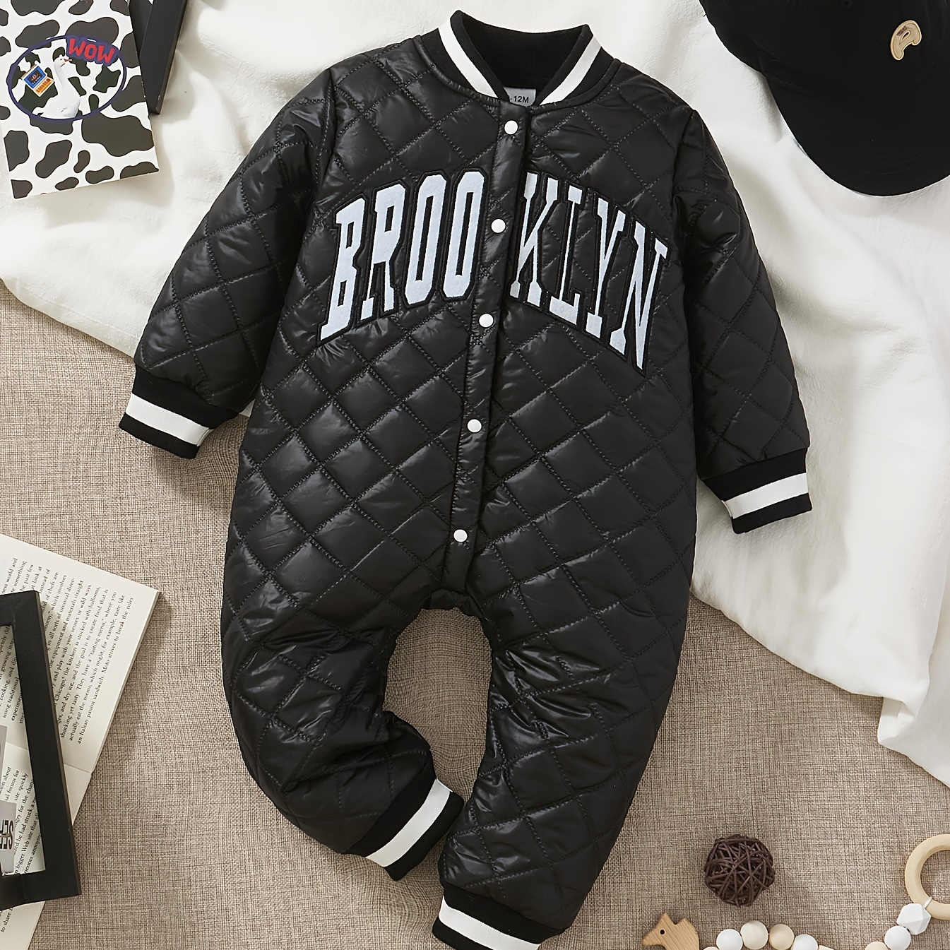 

Brooklyn Pattern Quilted Jumpsuit For Baby Boys