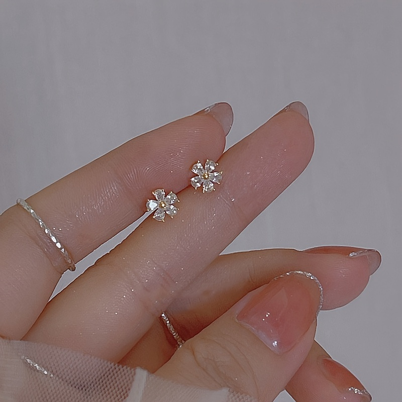 

14k Plated Cherry Blossom Stud Earrings Women Jewelry Gift