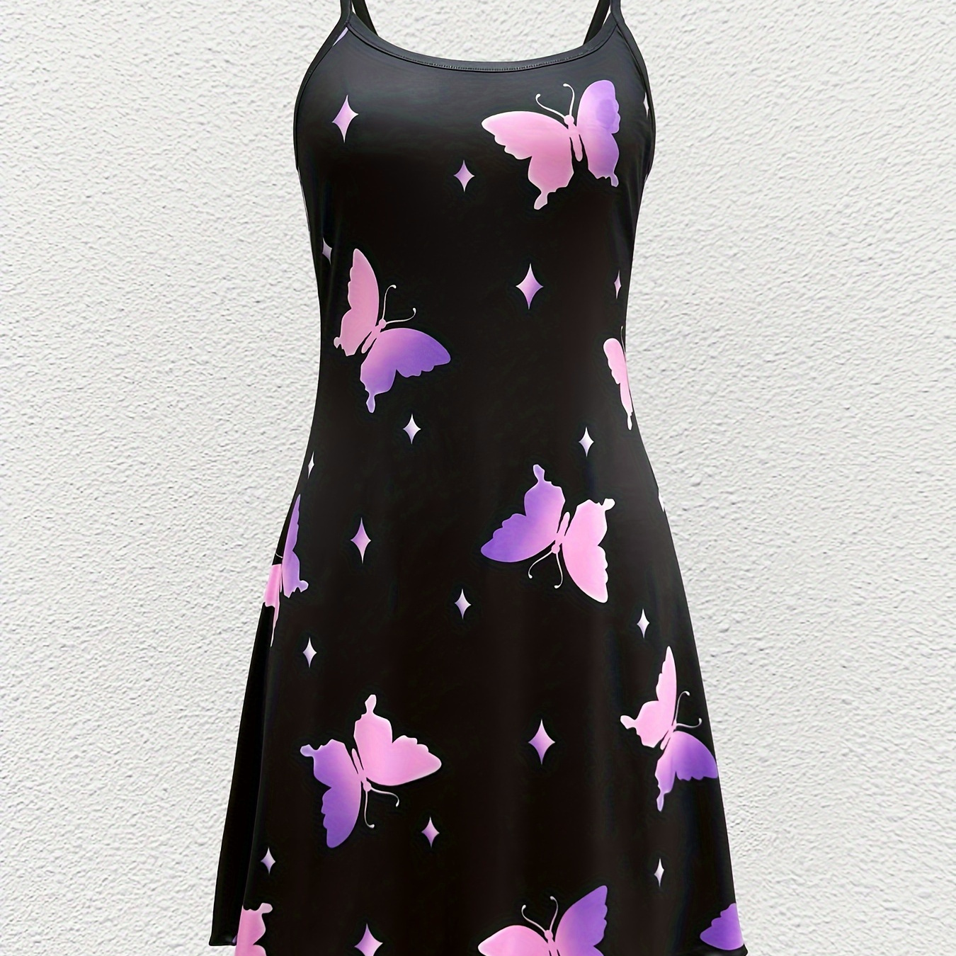 

Butterfly Print Cami Dress, Elegant Sleeveless Dress For Spring & Summer, Women's Clothing