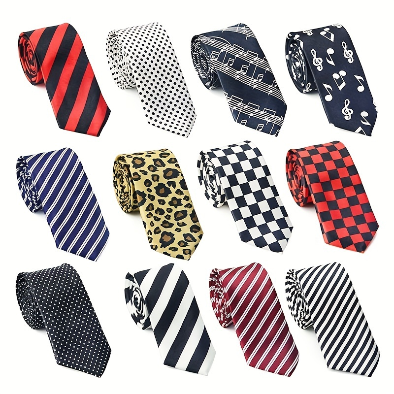 

Men's Plaid Striped Tie Casual Small Necktie