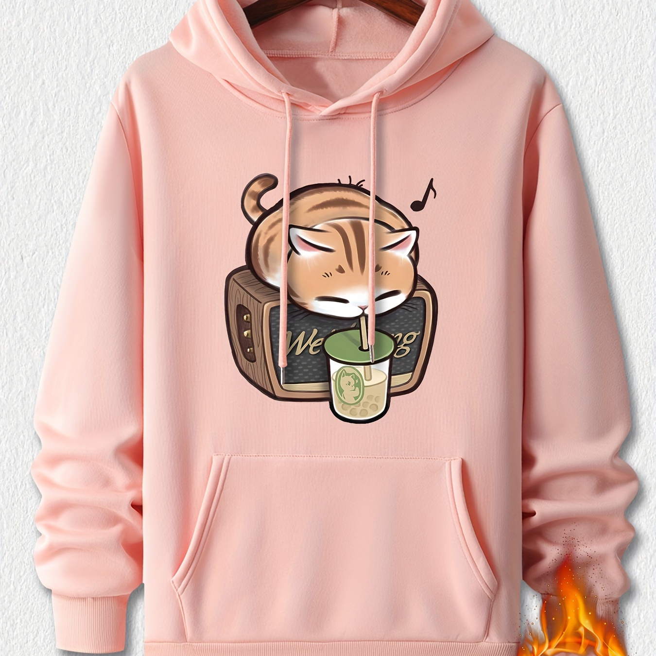 

Cute Kitten Pattern Print Hooded Sweatshirt, Hoodies Fashion Casual Tops For Spring Autumn, Men's Clothing