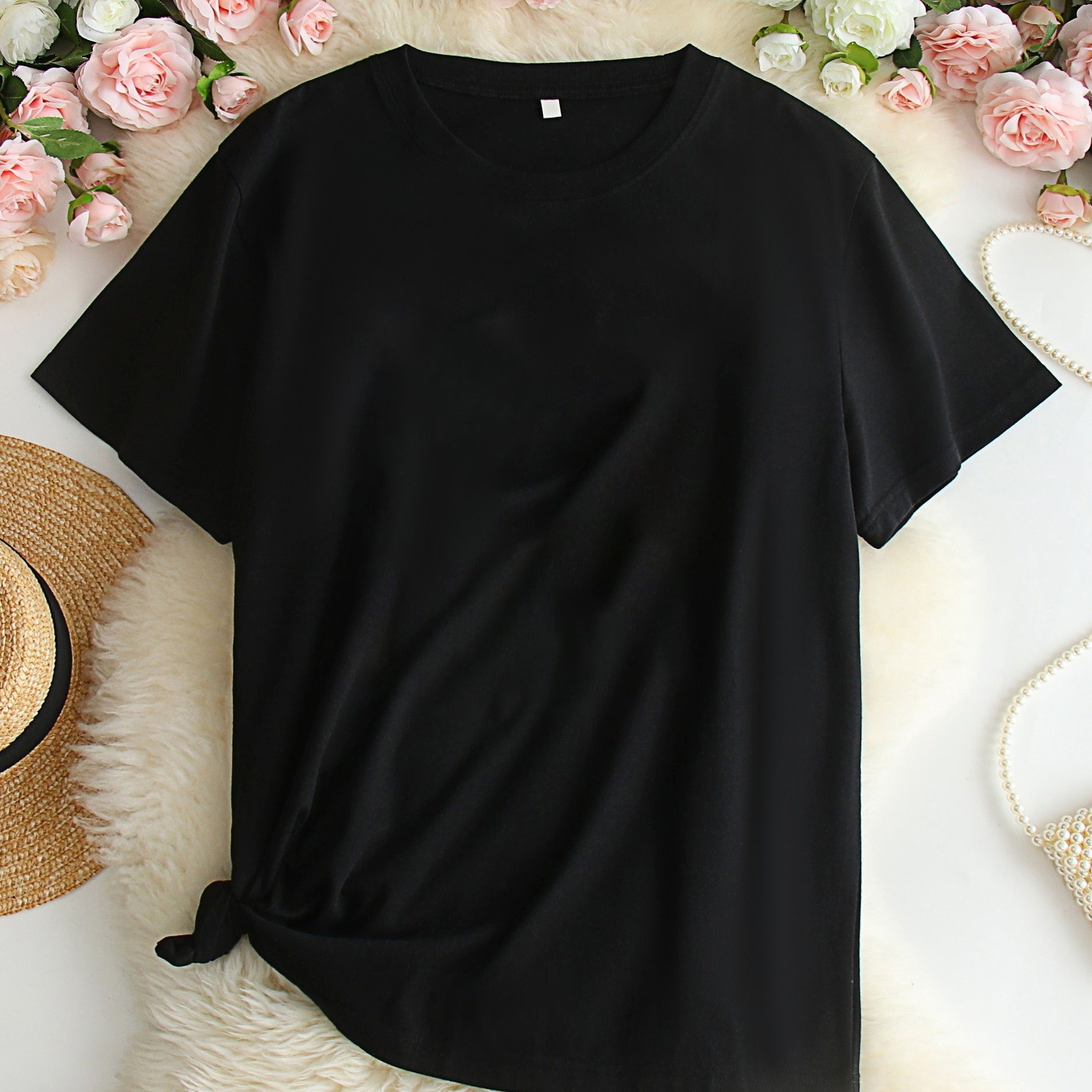 

Plus Size Simple Solid T-shirt, Casual Crew Neck Short Sleeve T-shirt, Women's Plus Size clothing