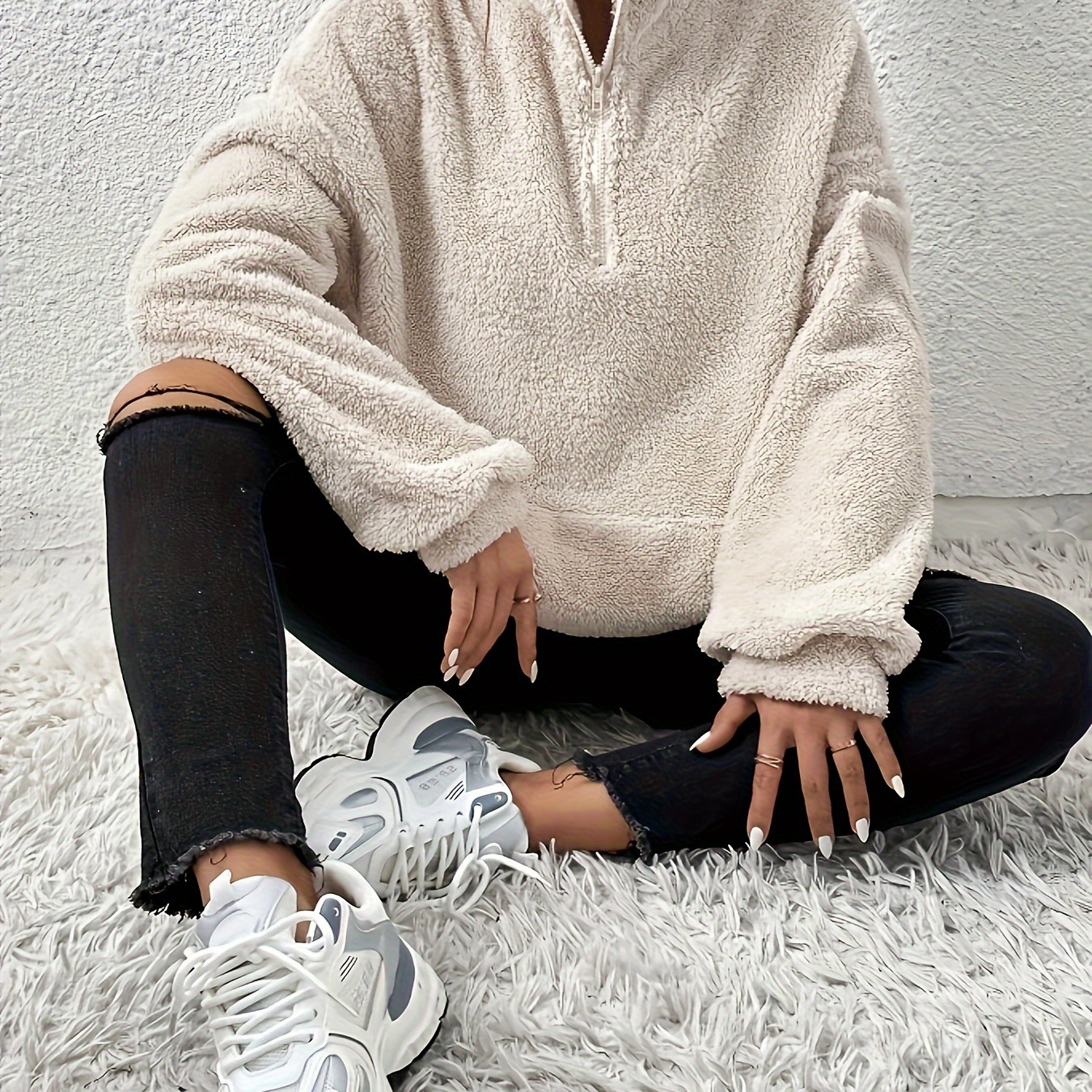 

Top For Fall & , Long Sleeve Half Top, Women's Loungewear