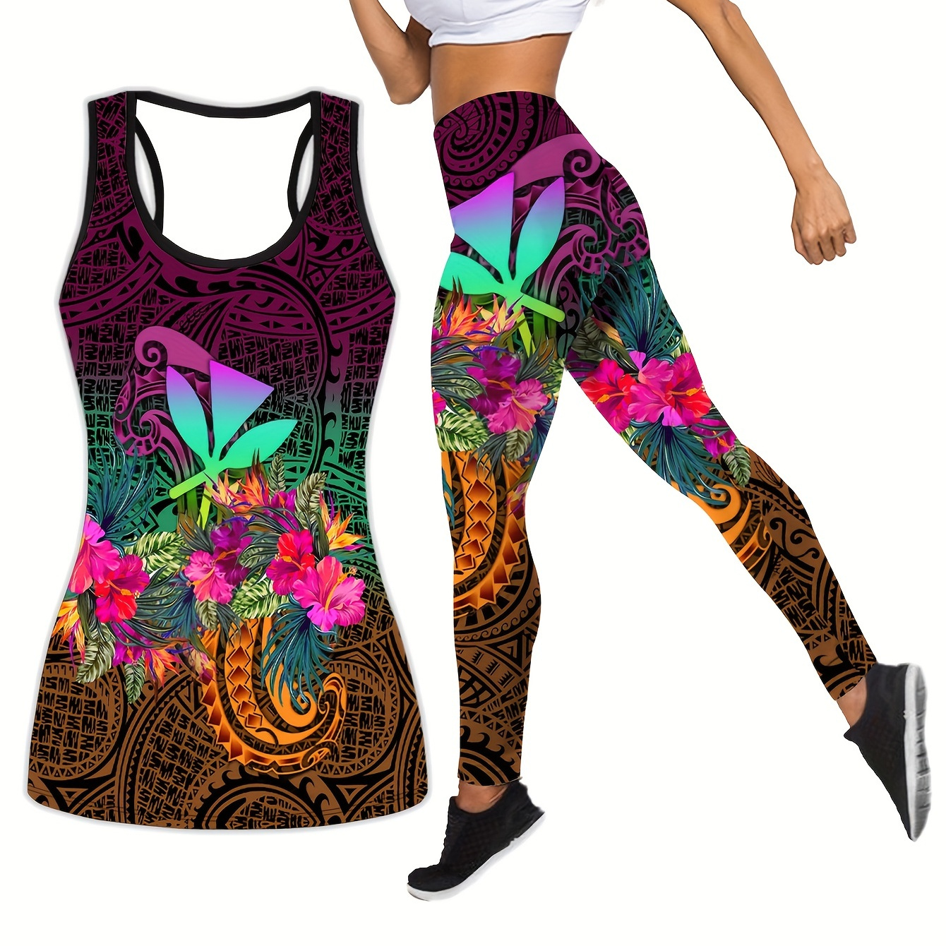 Plus Size Sports Outfits Set Women's Plus Butterfly Mandala - Temu
