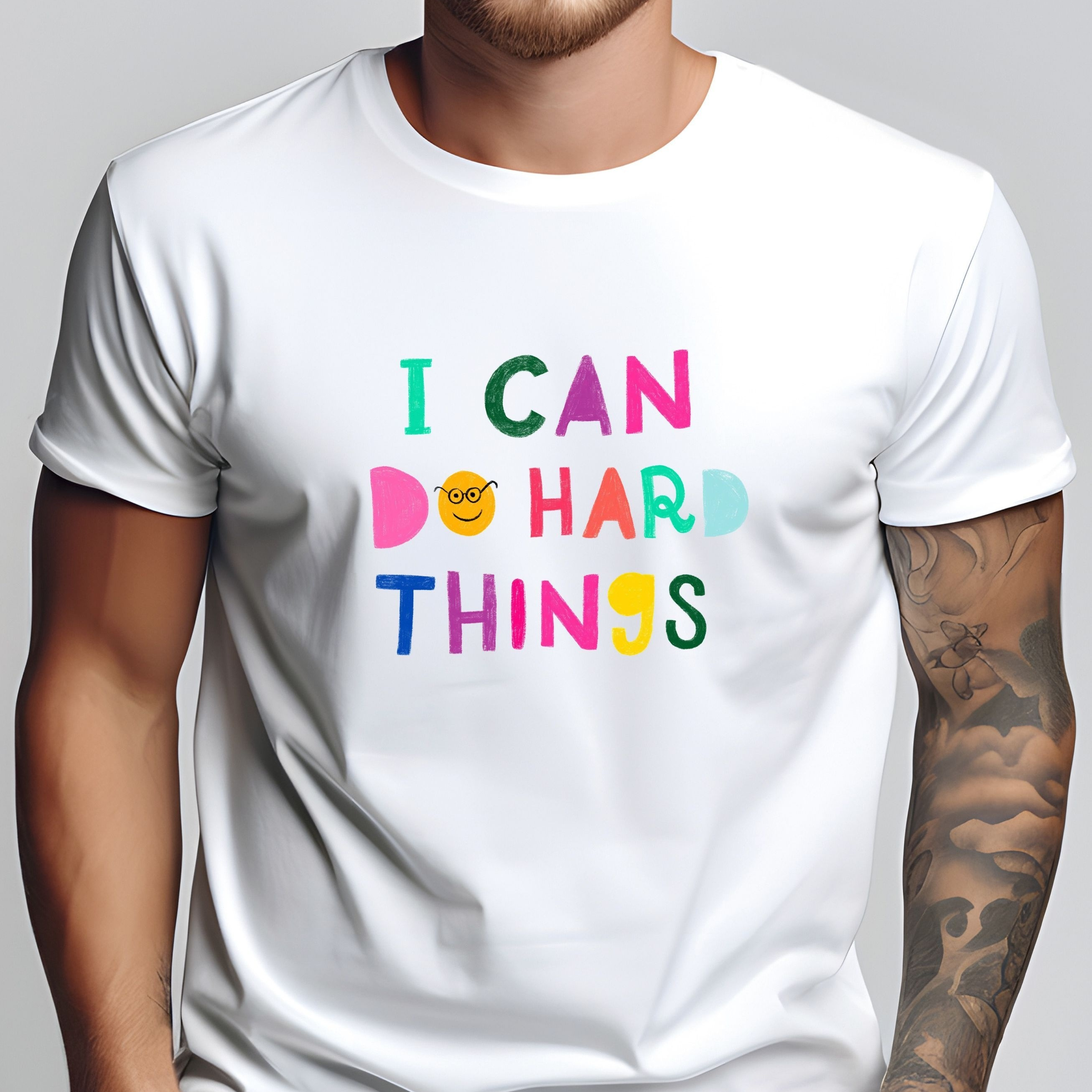 

I Can Do Hard Things Print Tee Shirt, Tees For Men, Casual Short Sleeve T-shirt For Summer