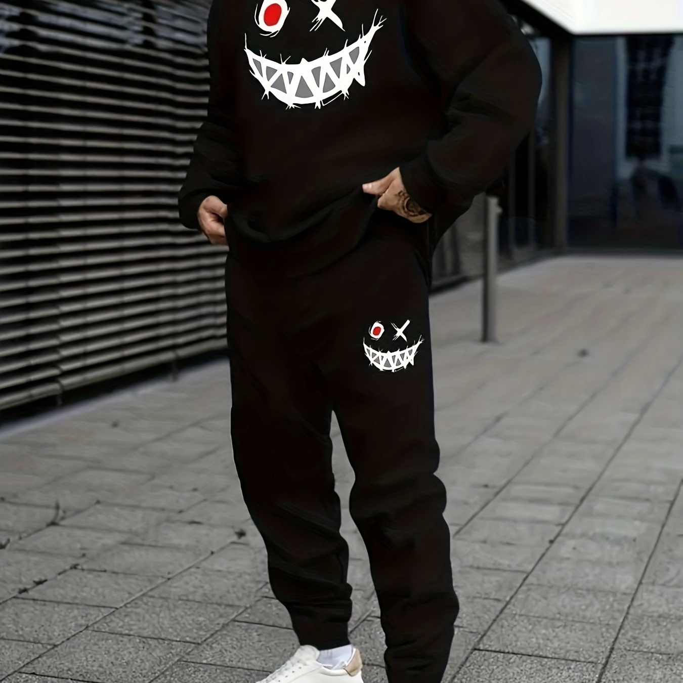 

Men's Casual Print Hoodie Two-piece Set Sweatshirt Trousers Sweatshirt And Jogger Pants Set